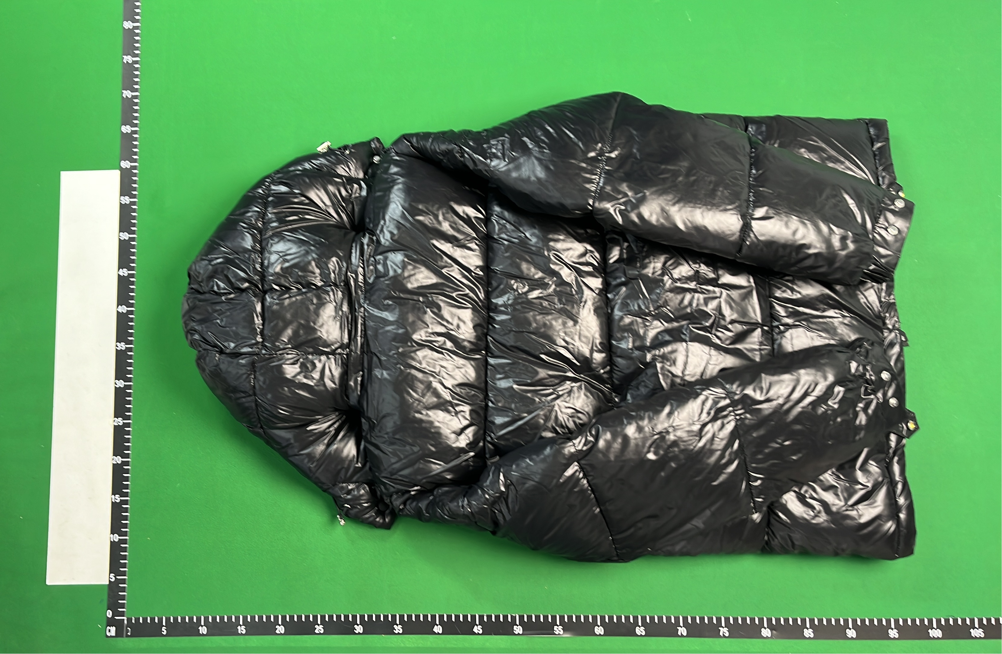 Black Moncler Down Jacket with Red White Stripe Zip