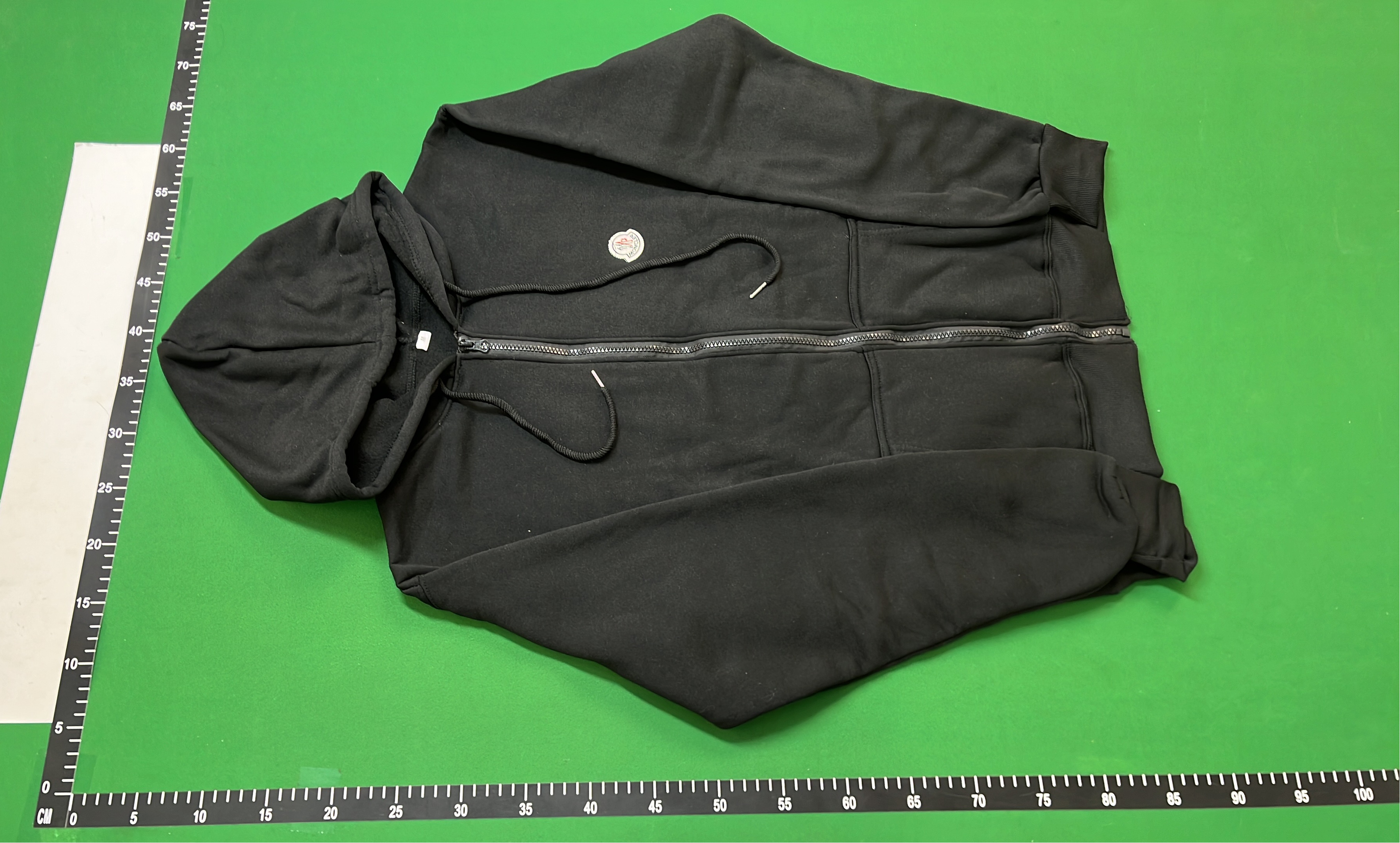 White Moncler Zip-Up Hoodie with Logo Patch
