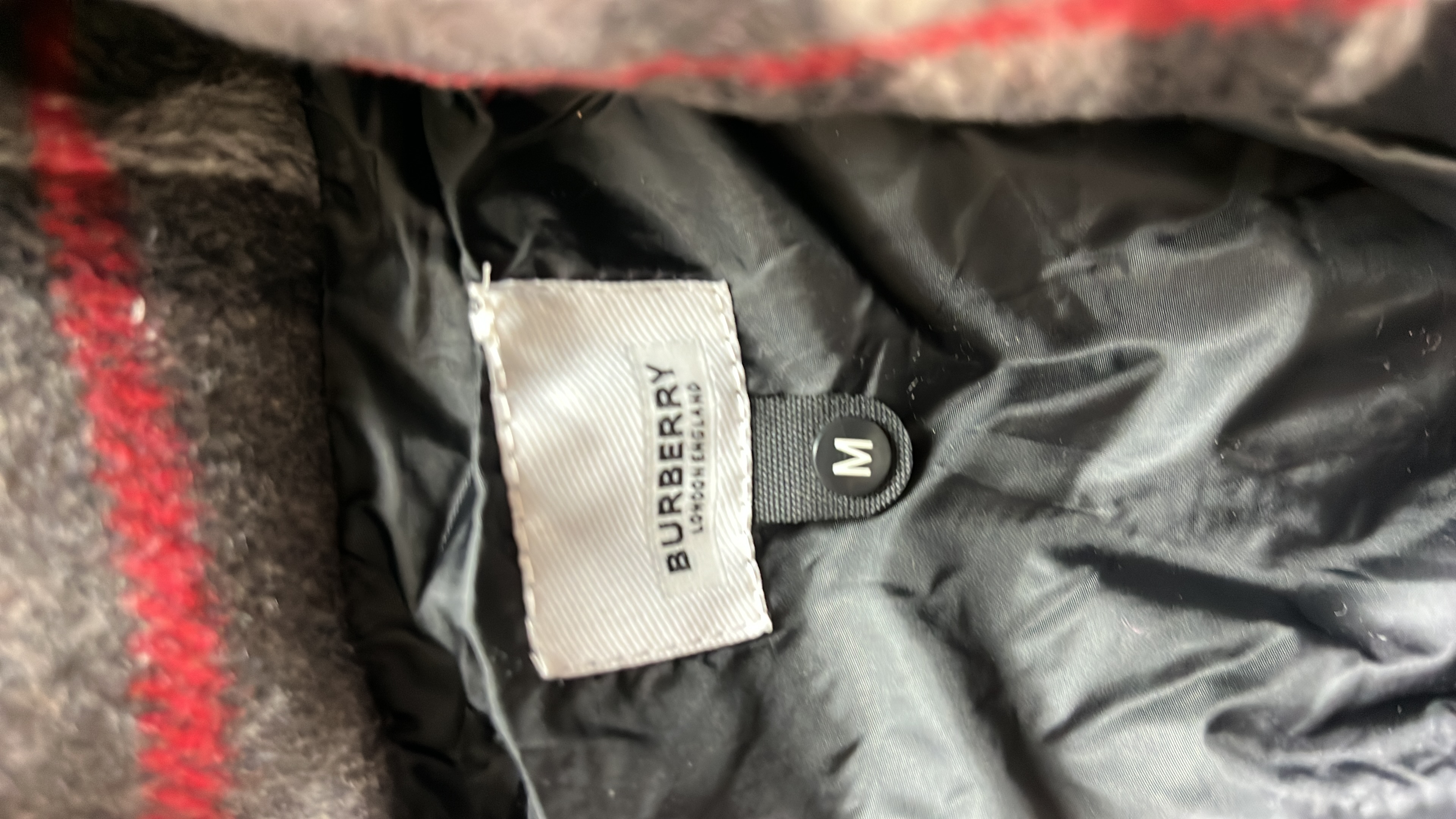Burberry Black Down Jacket with Check Lining