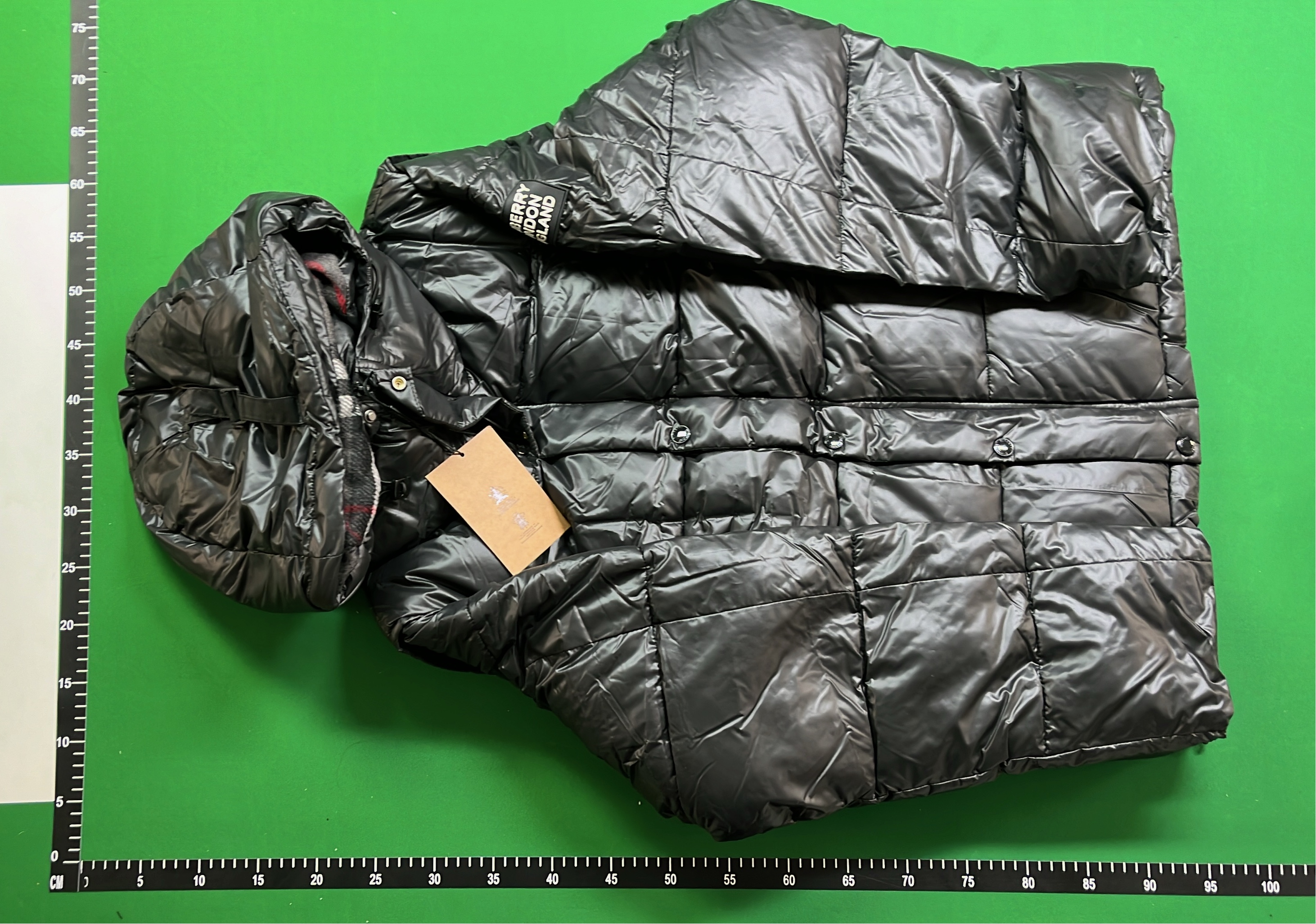 Burberry Black Down Jacket with Check Lining
