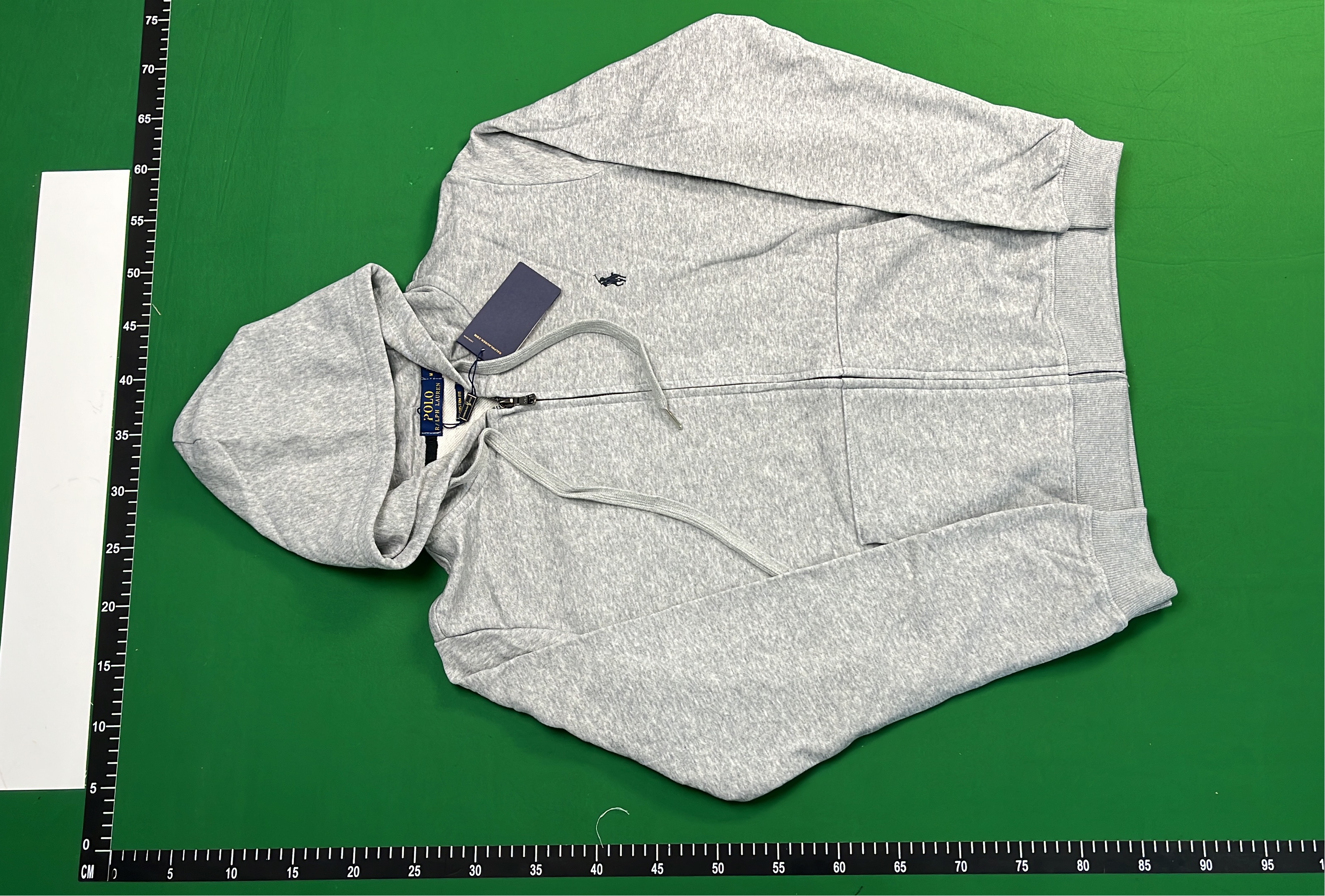 Navy Blue Full-Zip Hoodie with Red Pony Logo