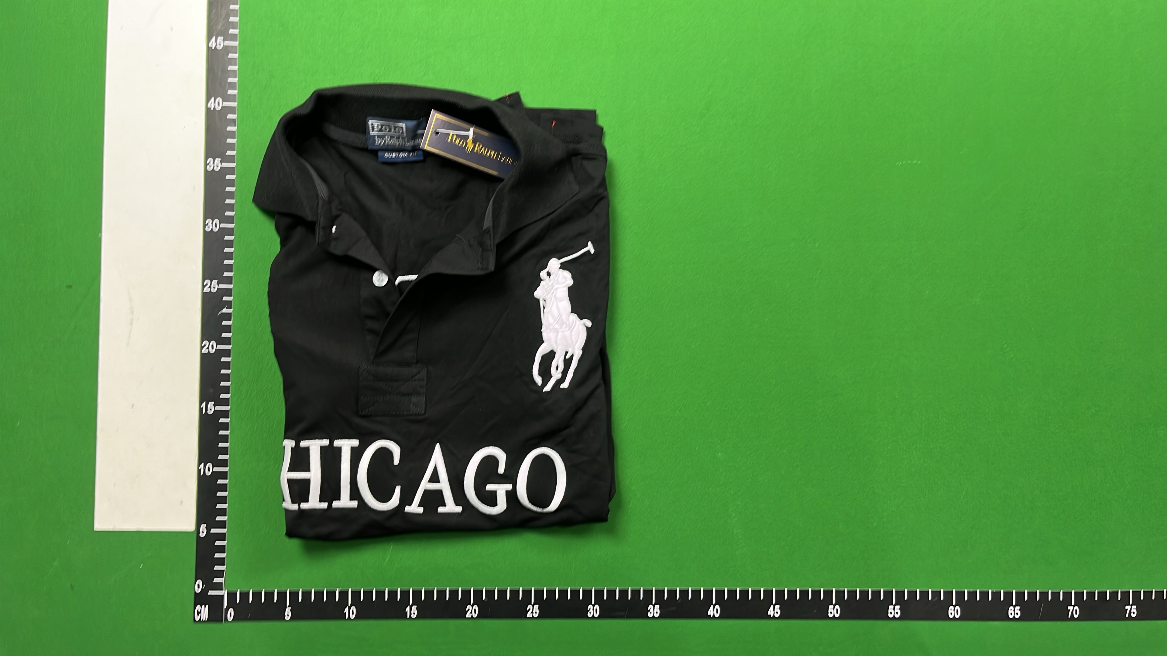 Blue Paris Polo Shirt with Gold Embroidery and Number 5