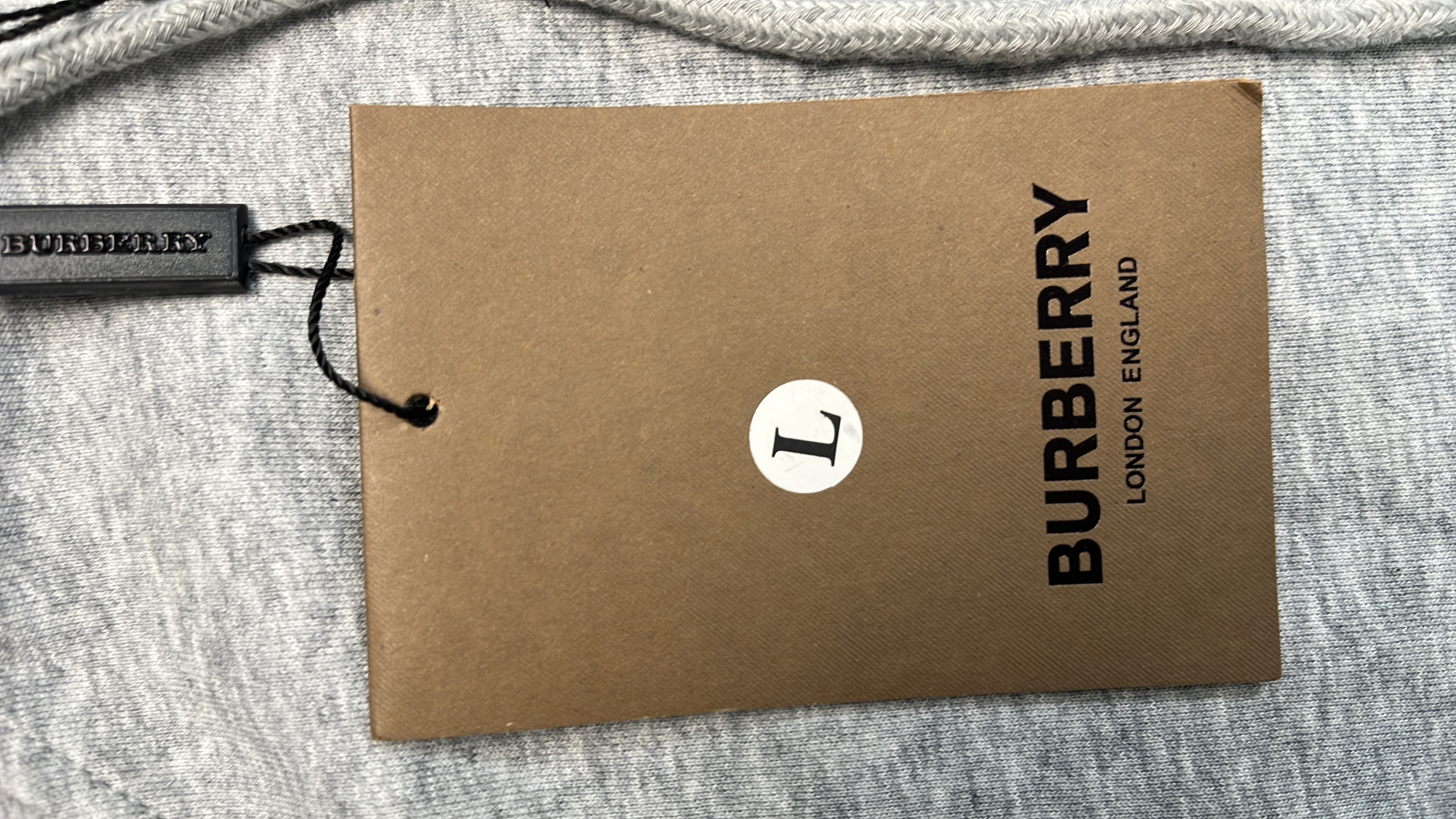 Burberry Grey Hoodie with Check Pattern Sleeves