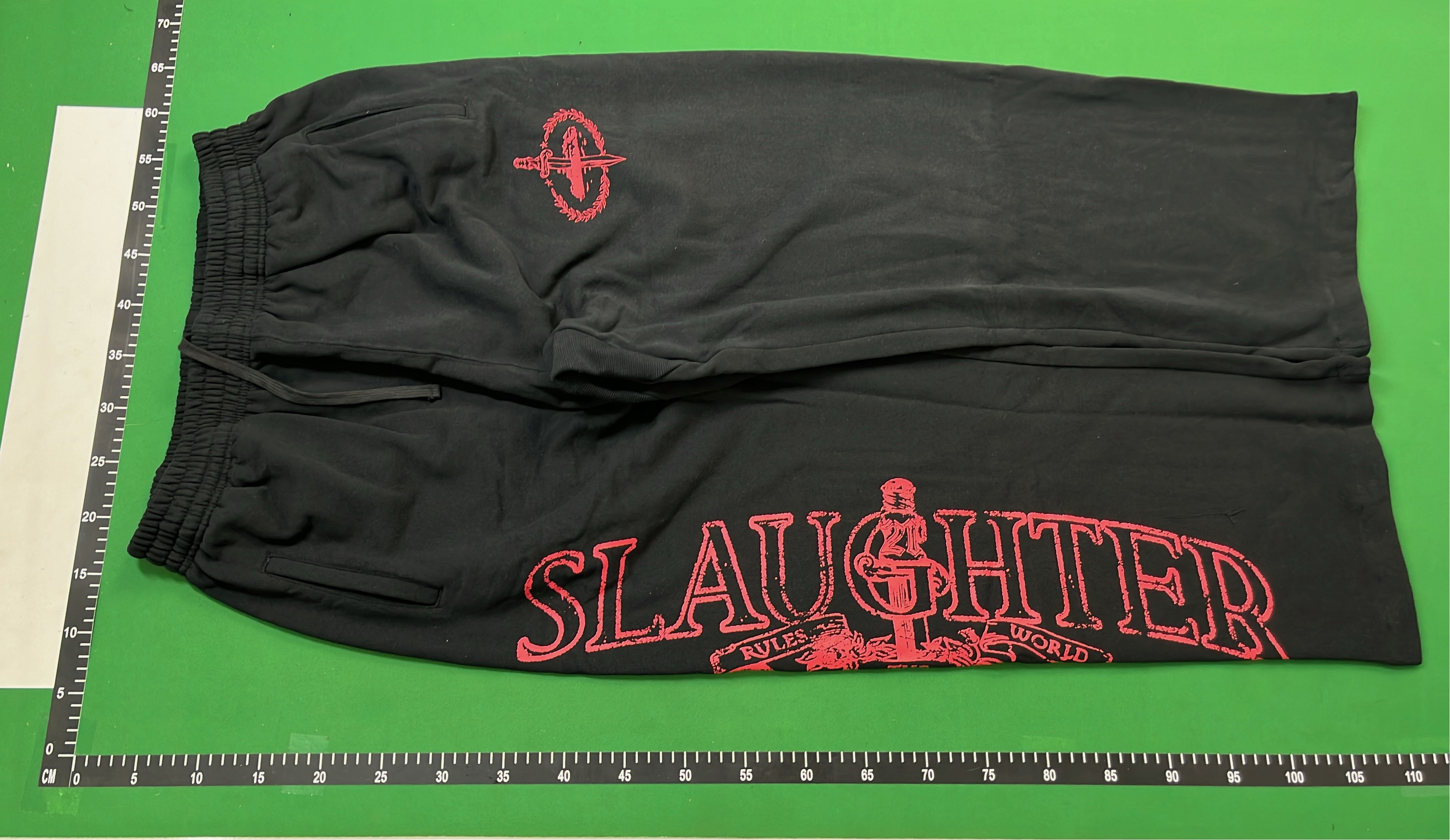 Black Pants with Red Graffiti Print