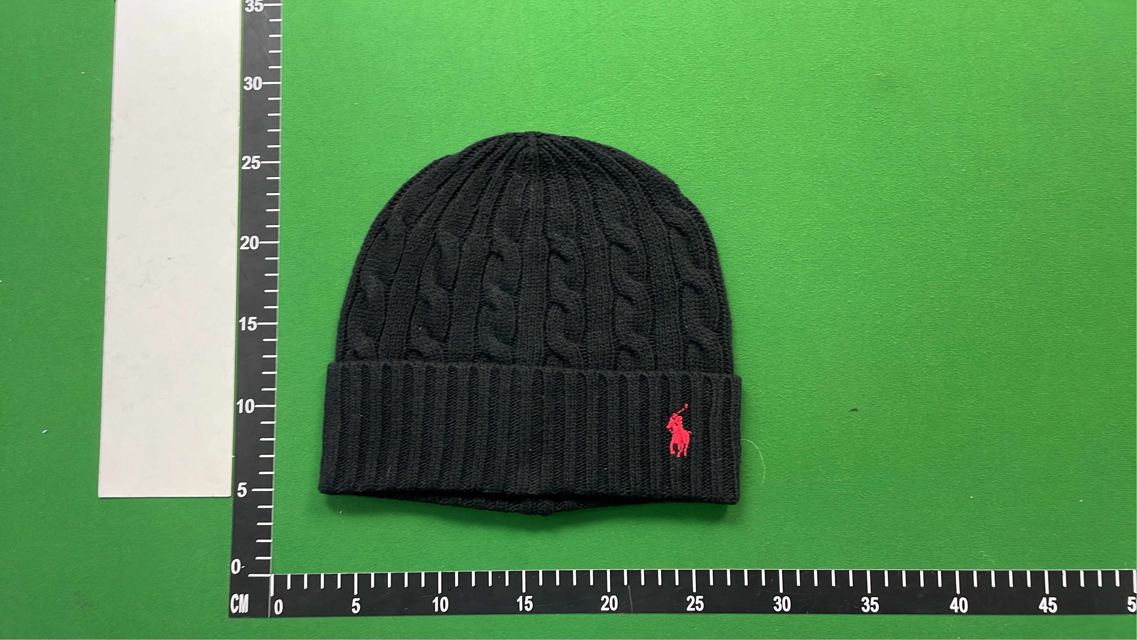 Cable Knit Beanie Hat with Embroidered Pony Logo