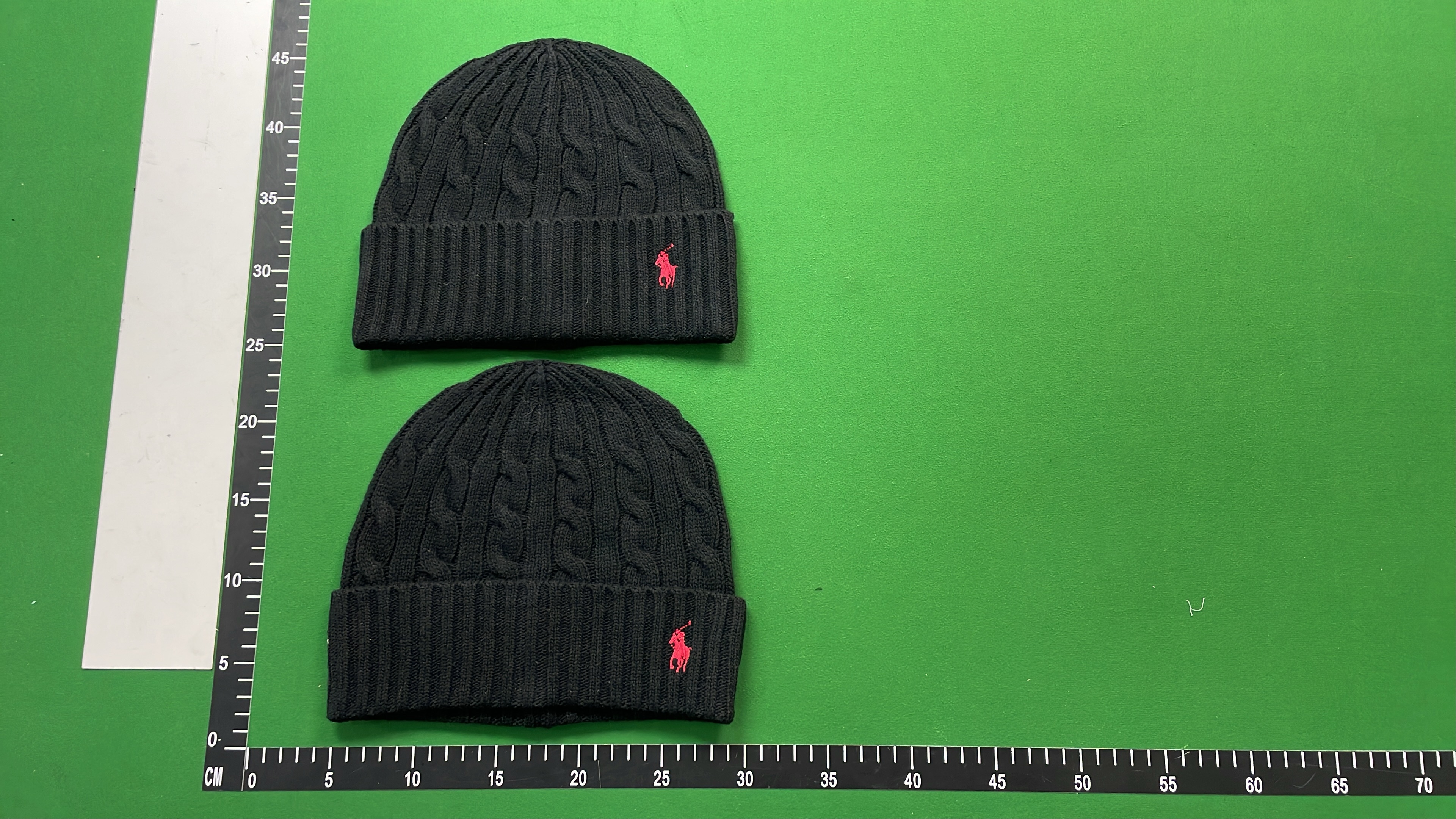 Cable Knit Beanie Hat with Embroidered Pony Logo