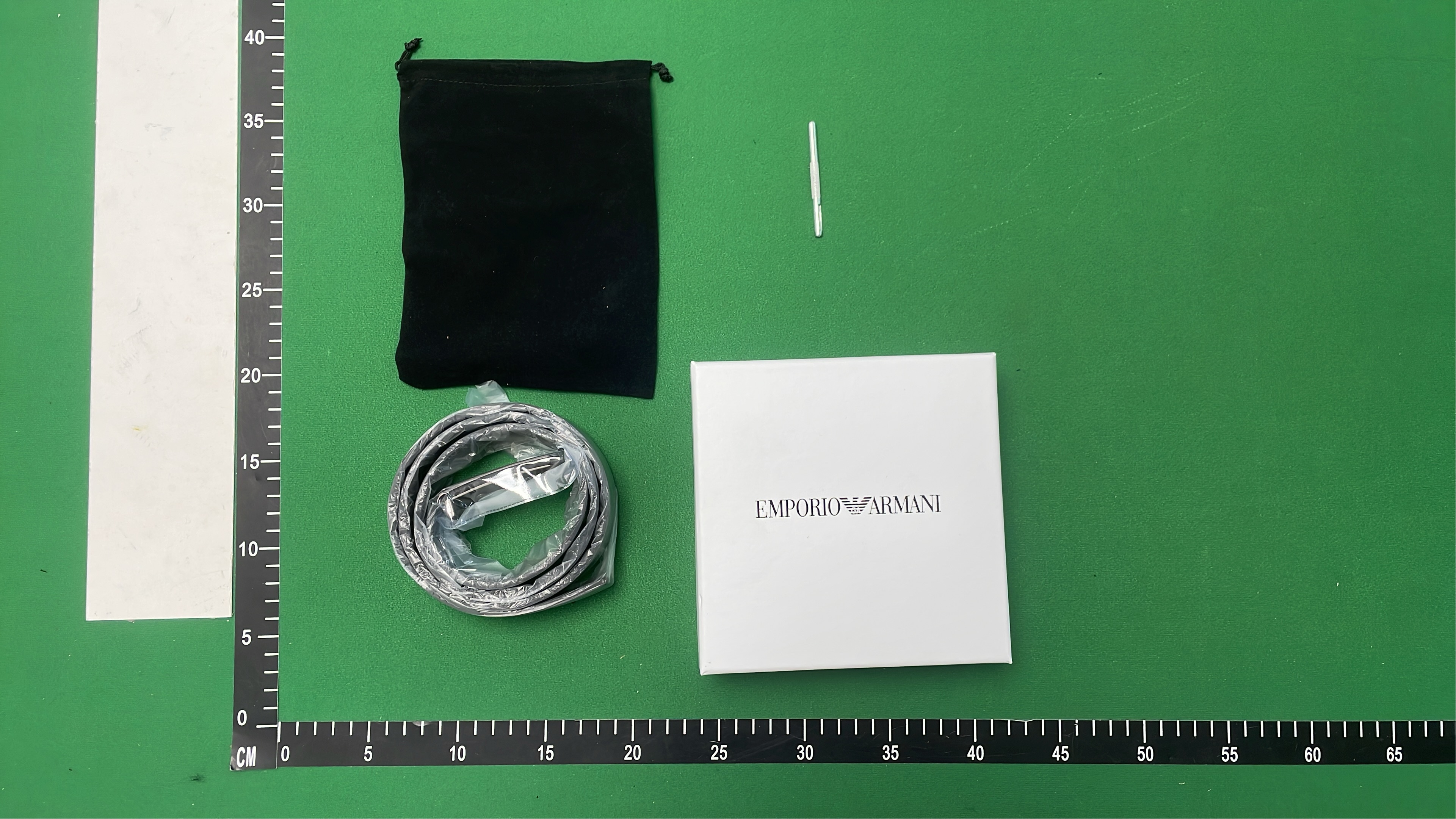 EMPORIO ARMANI Black Leather Belt with Silver Buckle