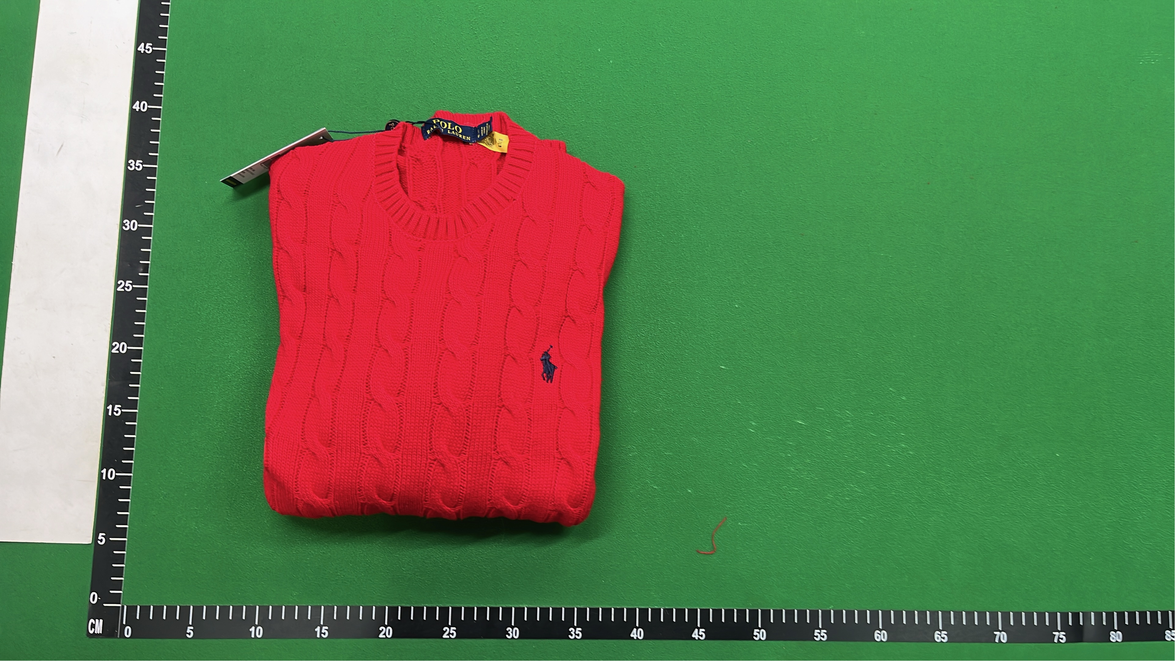 Green Cable Knit Sweater with Pony Logo