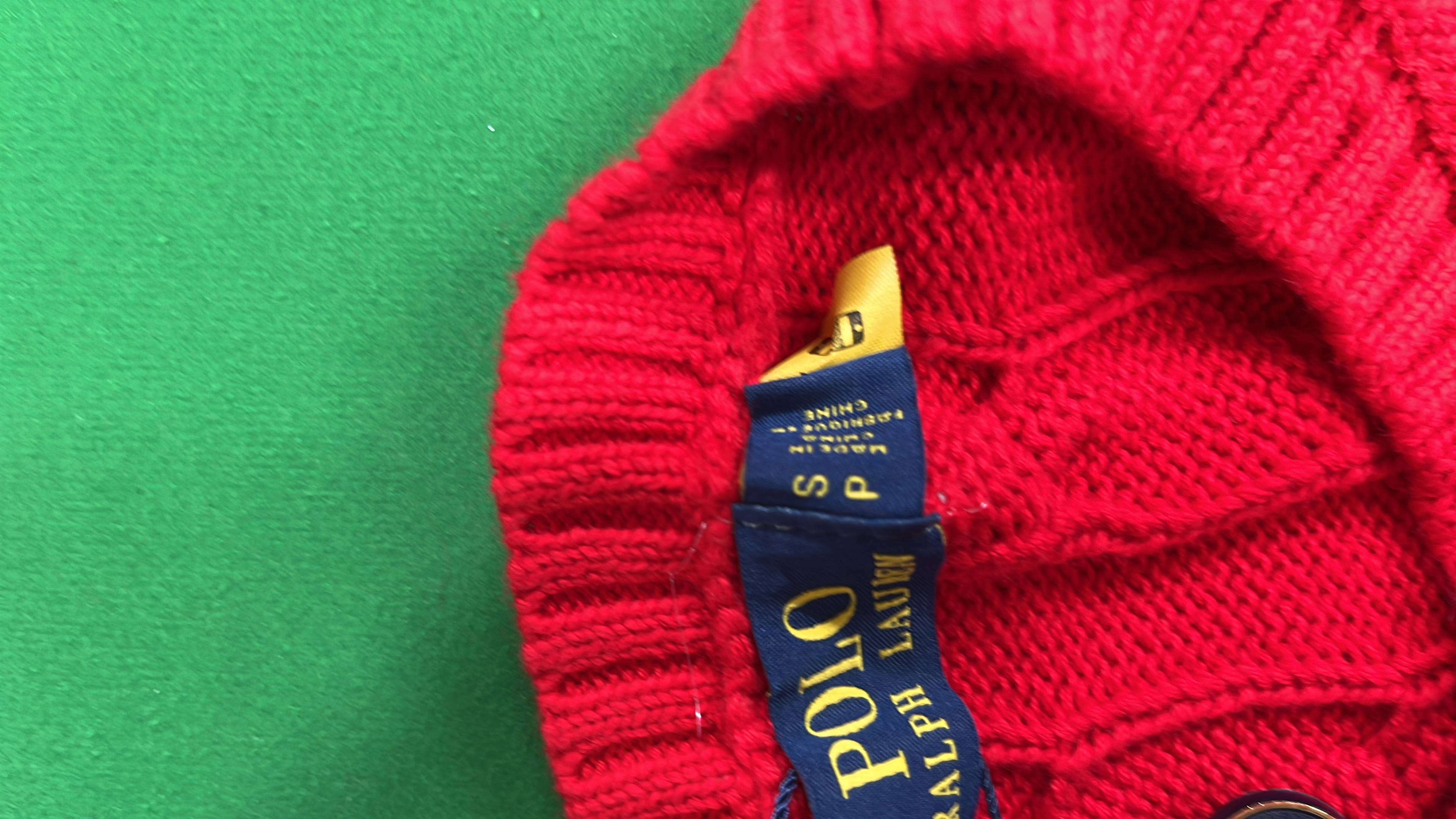 Green Cable Knit Sweater with Pony Logo