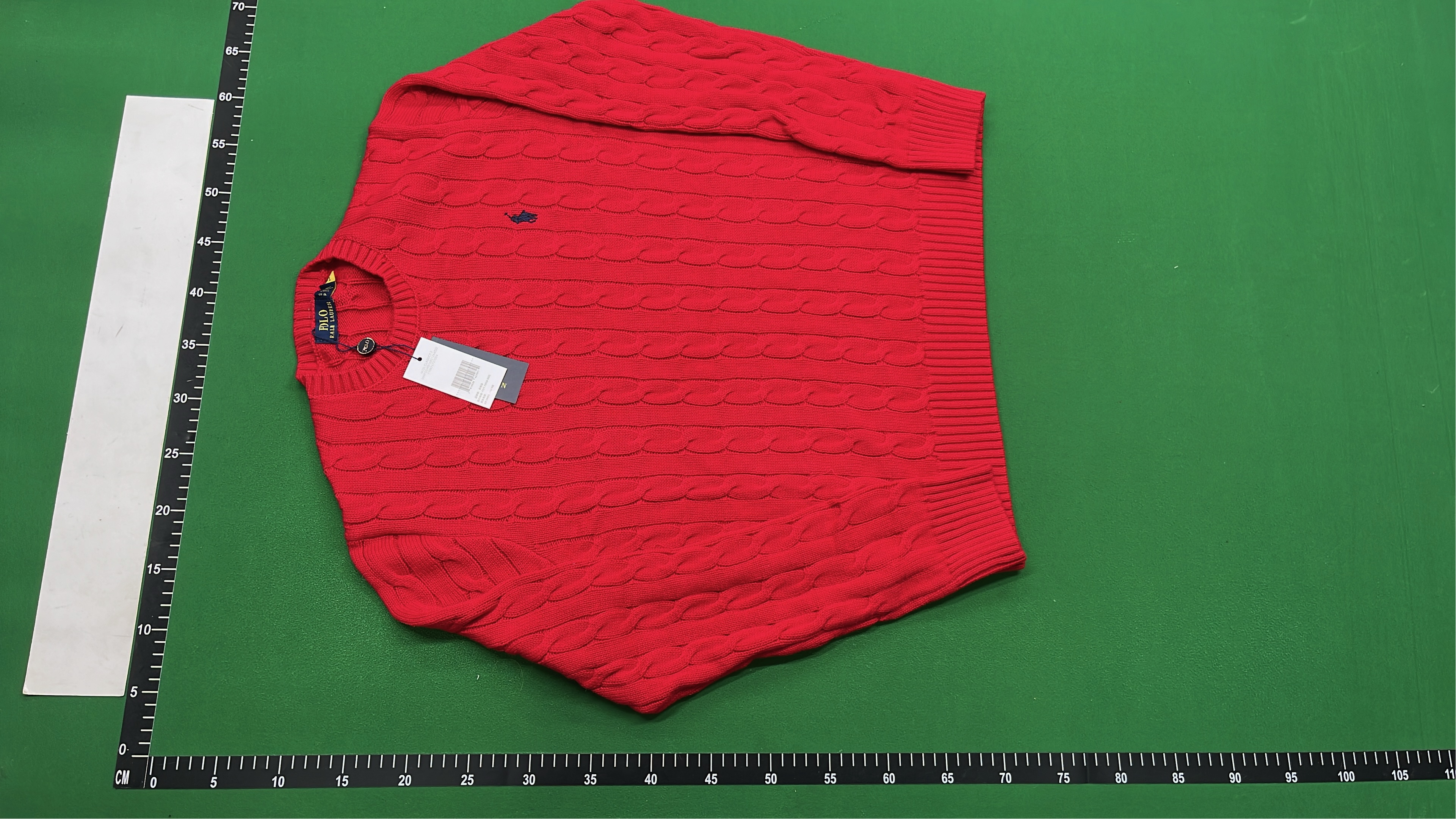 Green Cable Knit Sweater with Pony Logo