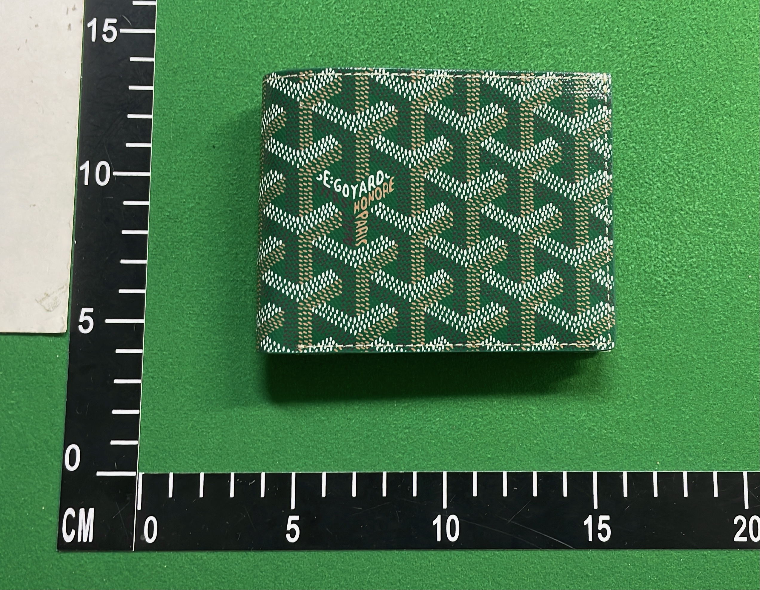 Goyard Green Monogram Wallet with Yellow Ribbon Packaging