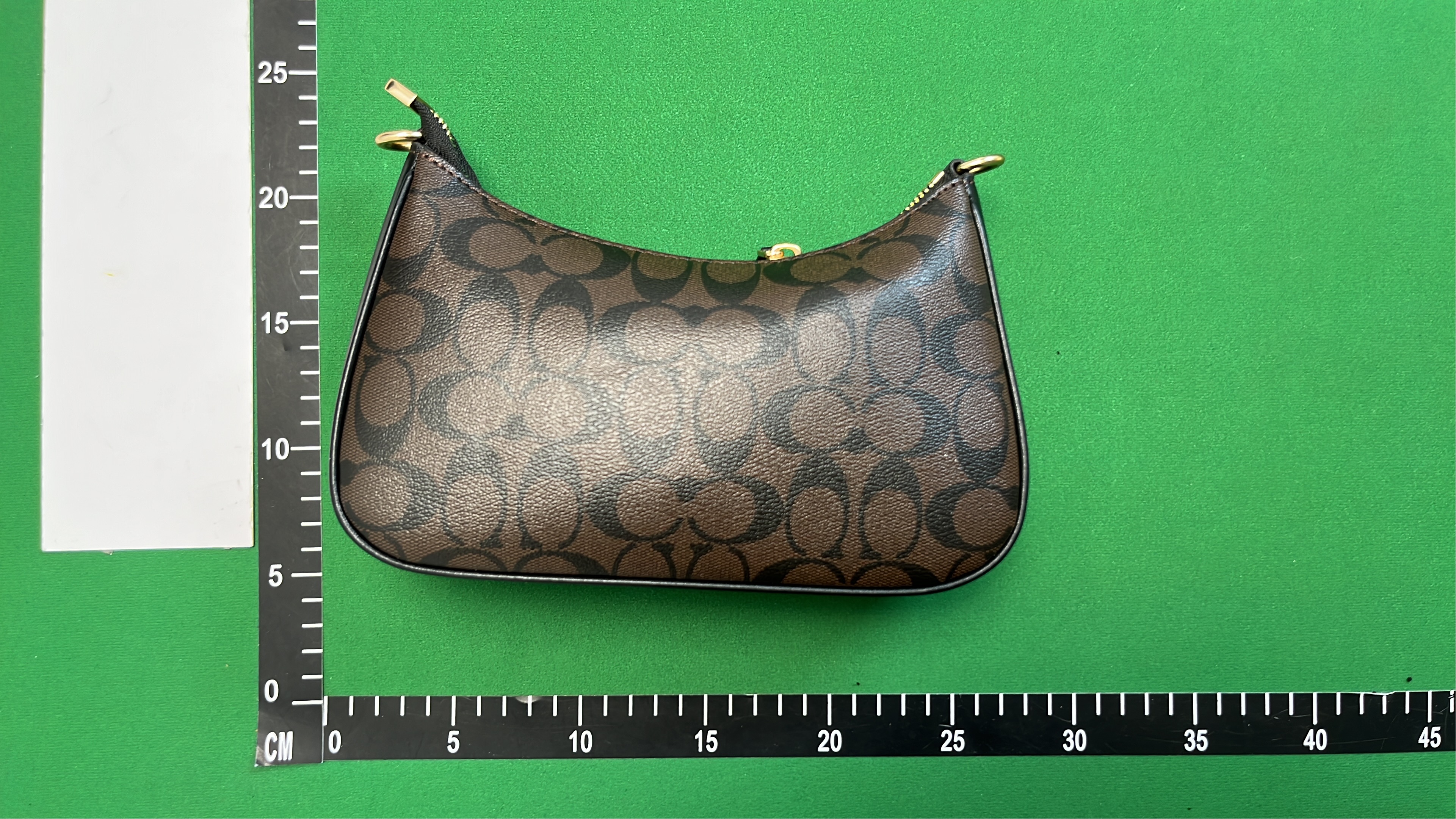 Coach Signature Print Crossbody Bag with Gold Chain Detail