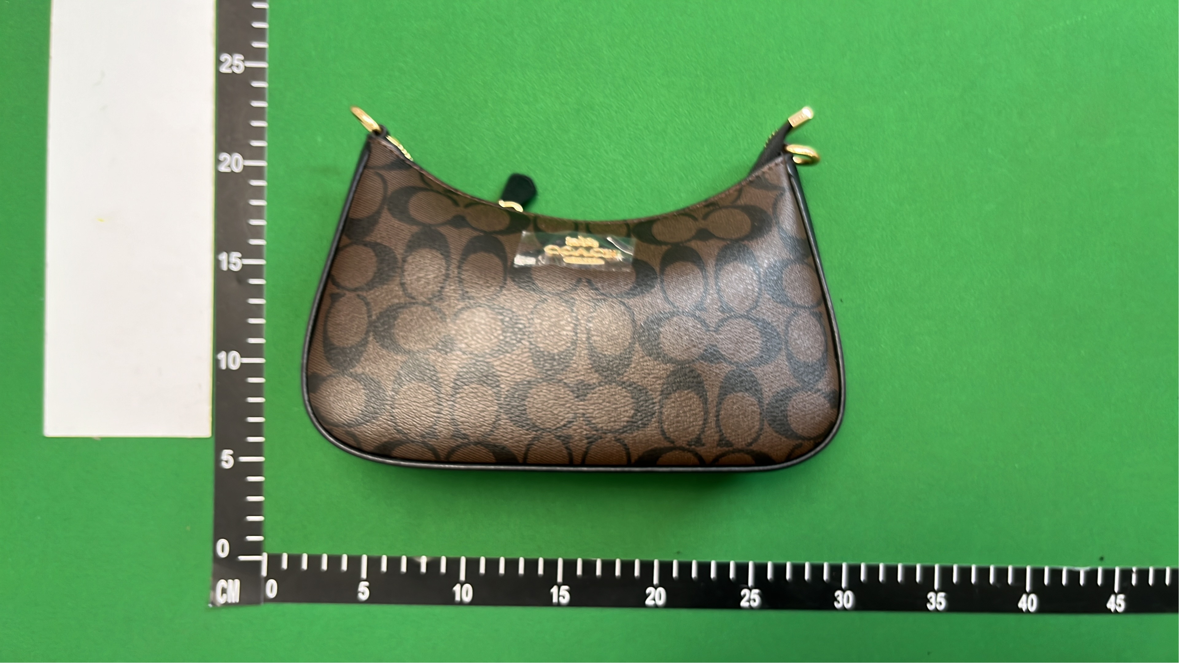Coach Signature Print Crossbody Bag with Gold Chain Detail