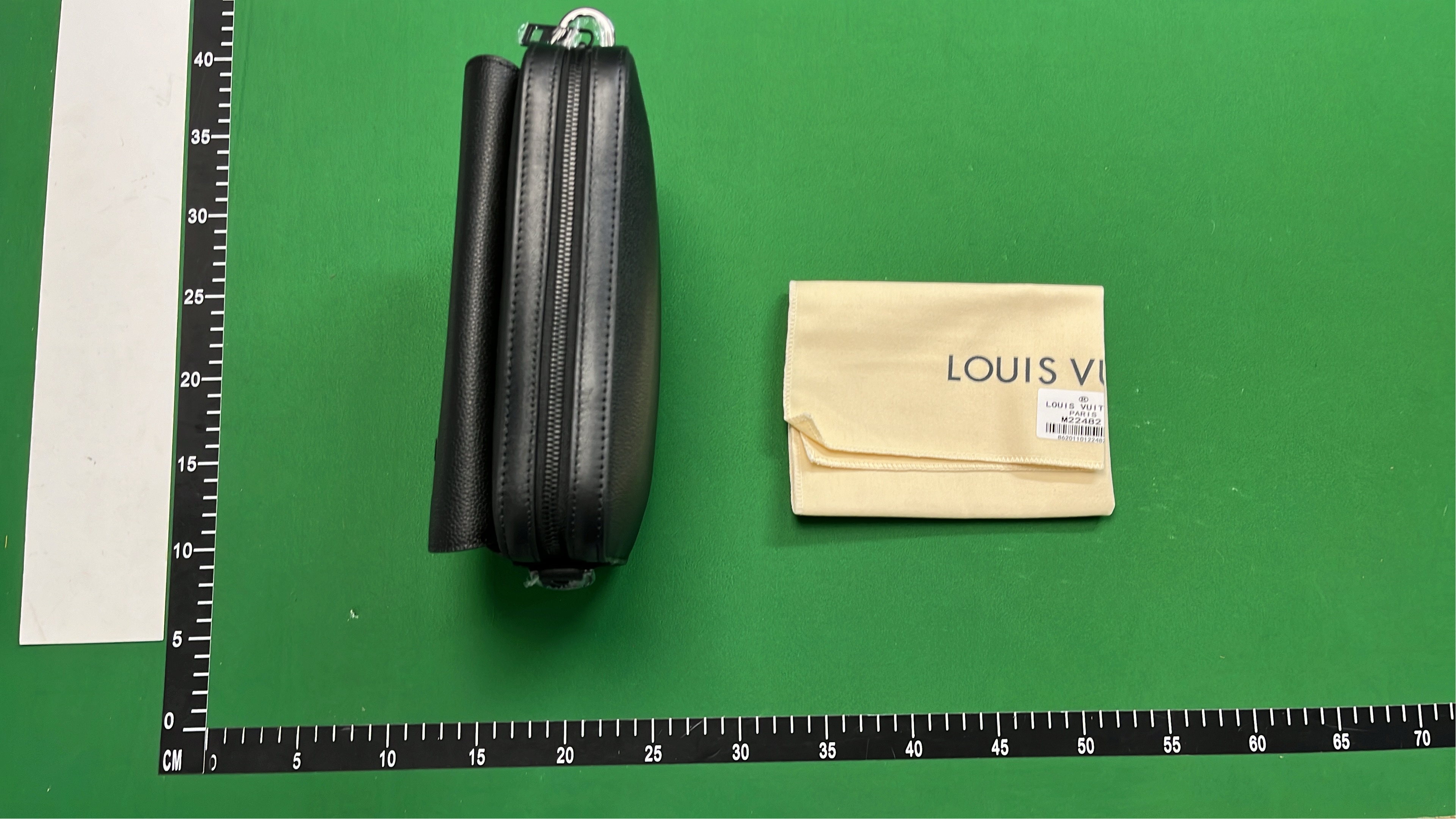LV Black Leather Crossbody Bag with Monogram Canvas