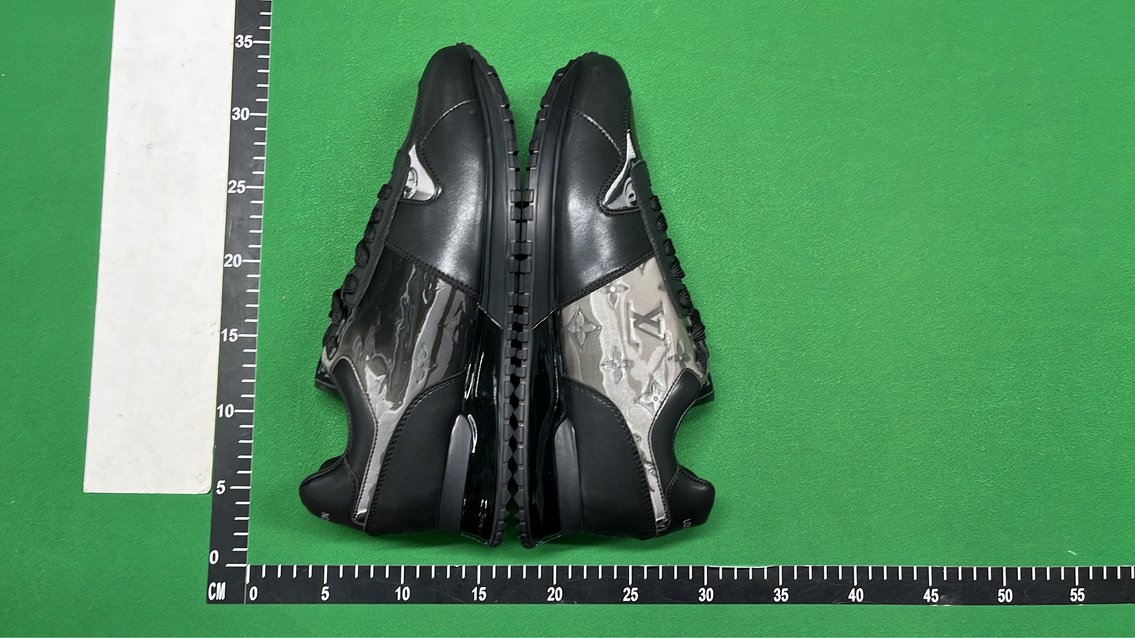 STSA Black Leather Sneakers with LV Logo Design