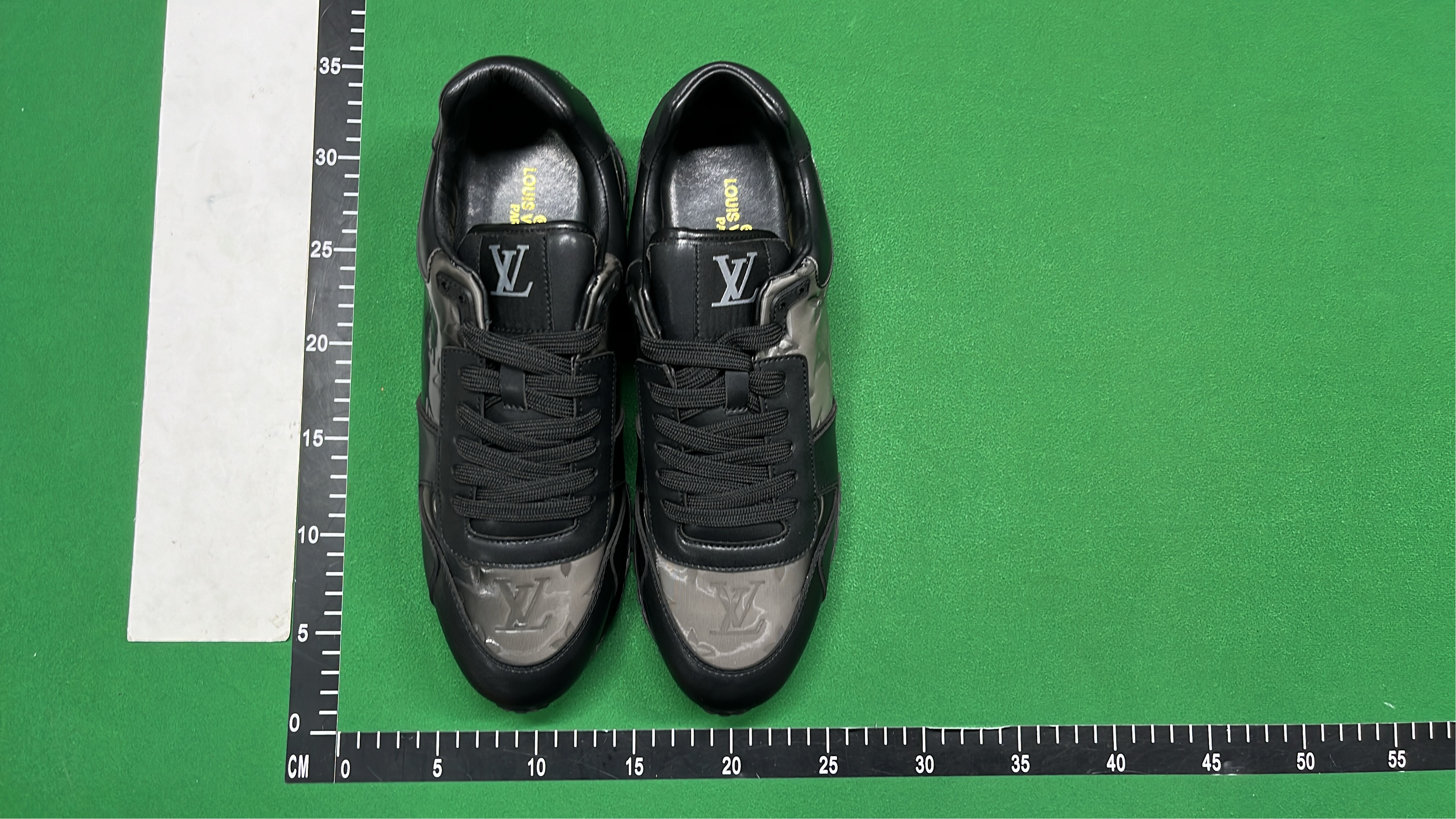 STSA Black Leather Sneakers with LV Logo Design