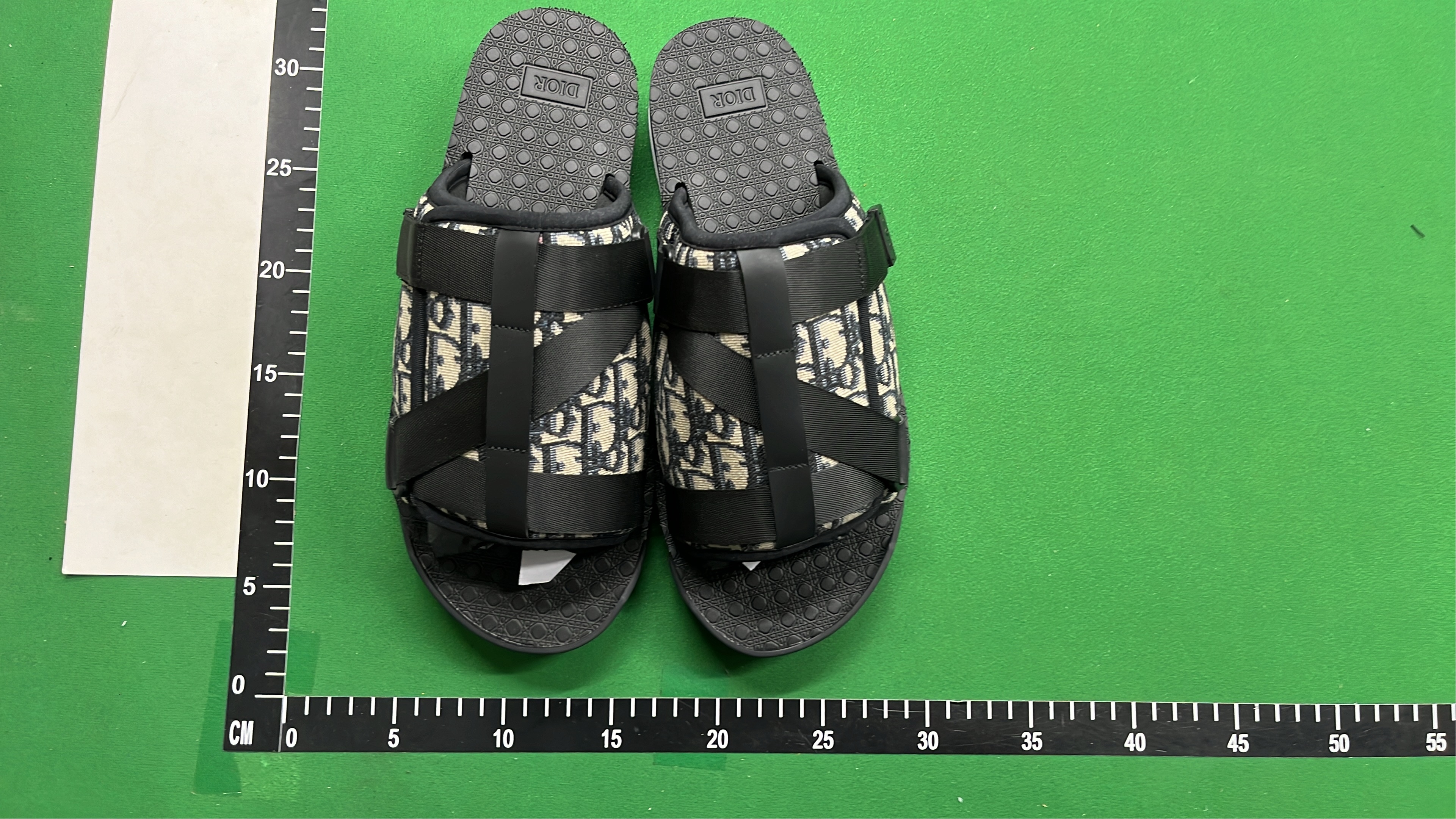 Dior Oblique Print Slide Sandals in Black and White