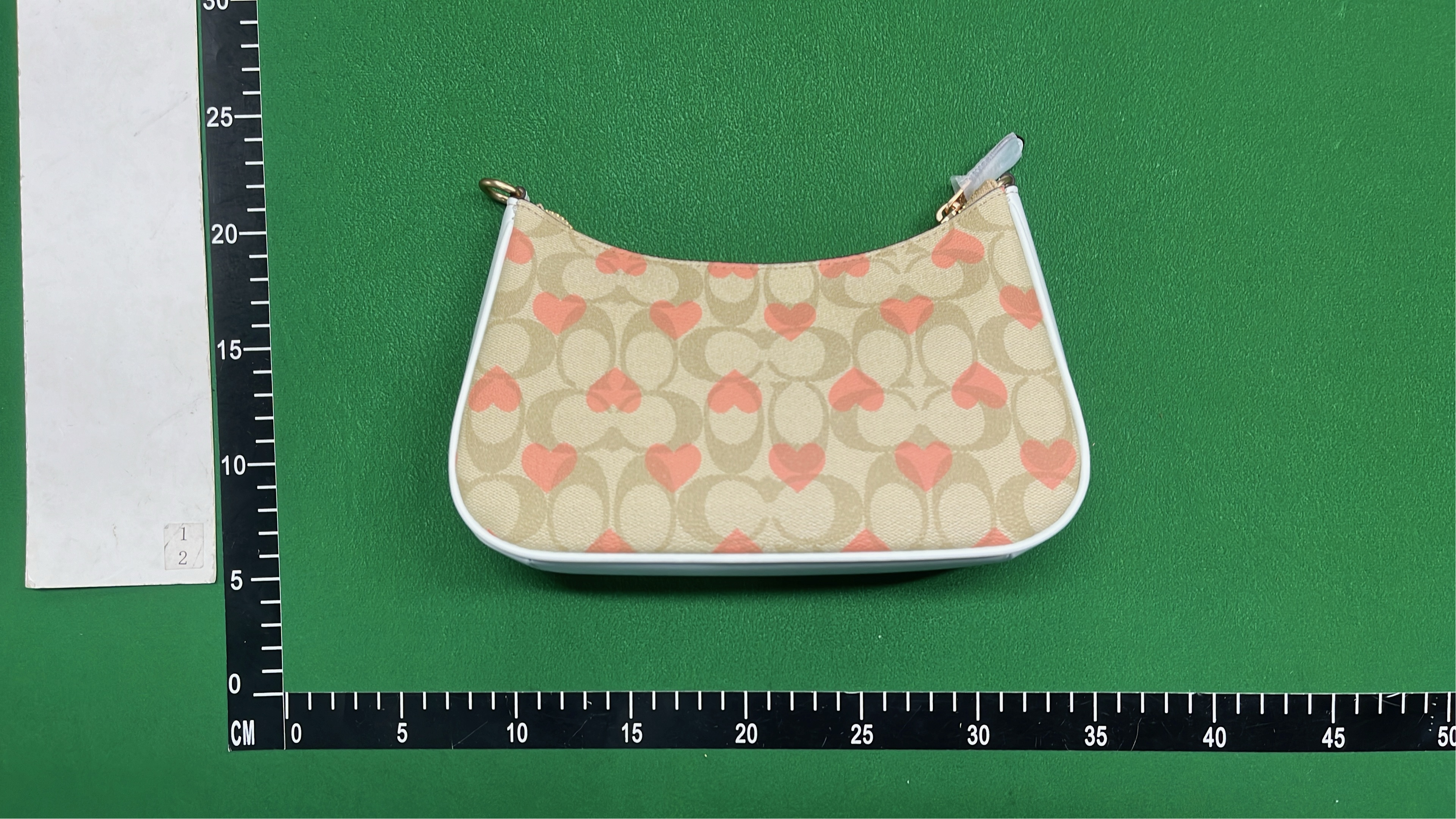 Coach Pink Heart Print Shoulder Bag with Gold Chain Strap