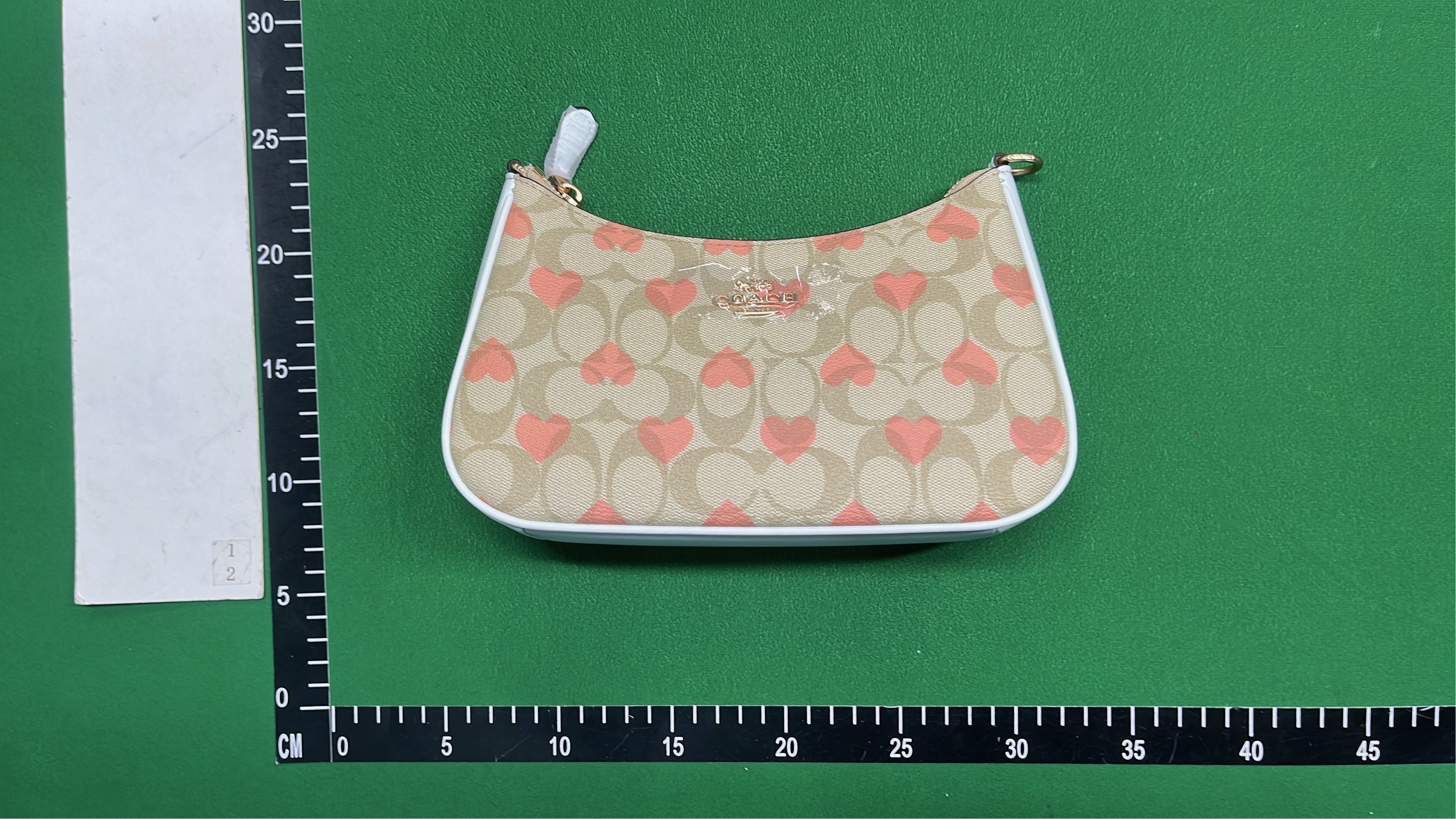 Coach Pink Heart Print Shoulder Bag with Gold Chain Strap