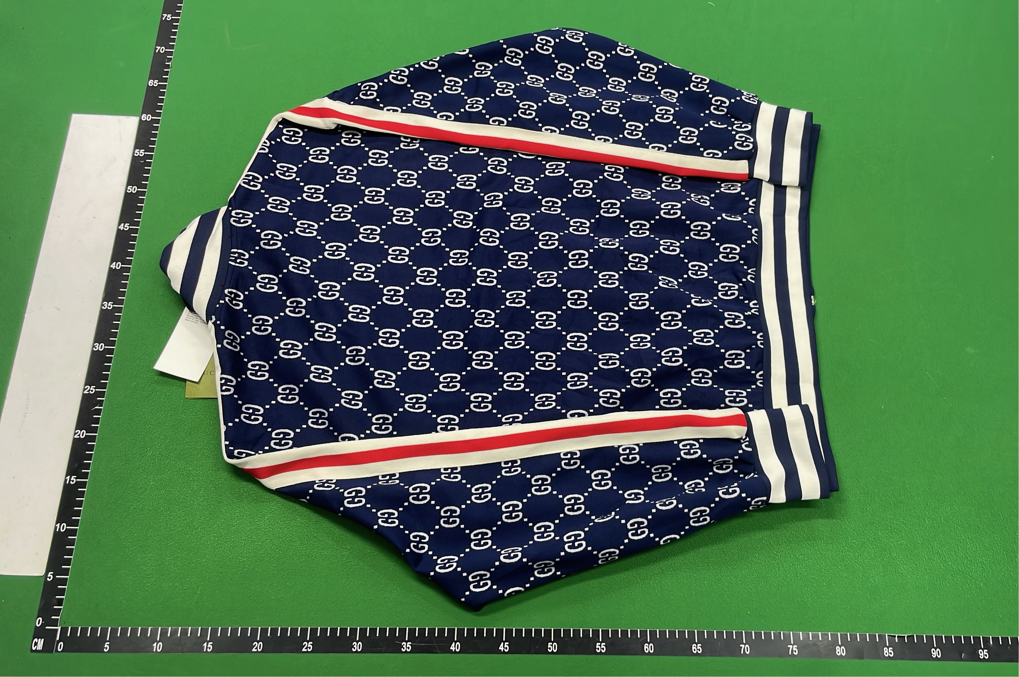 Gucci GG Print Shorts with Red and White Stripes