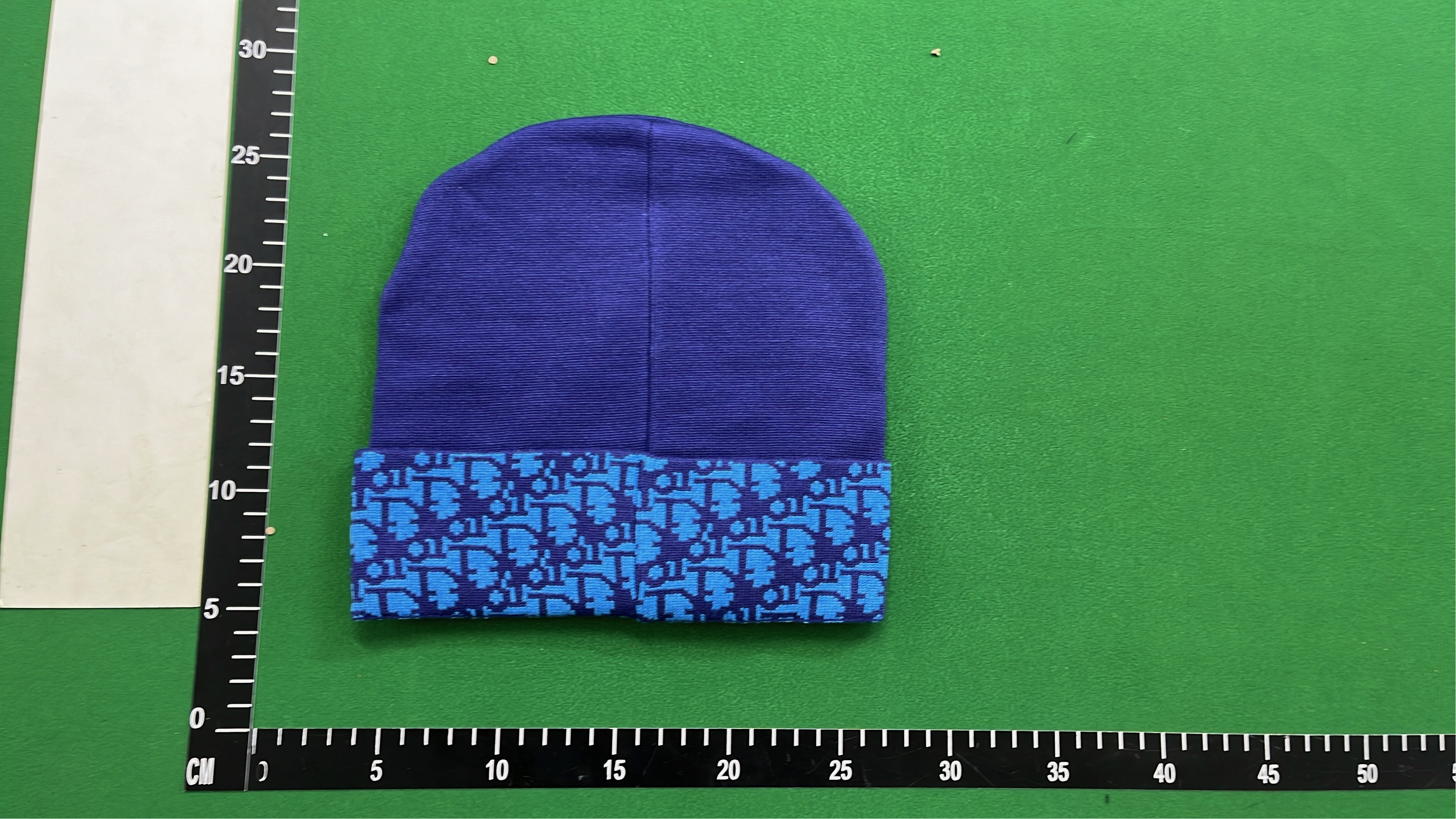 Dior Blue Knit Beanie with Logo Pattern