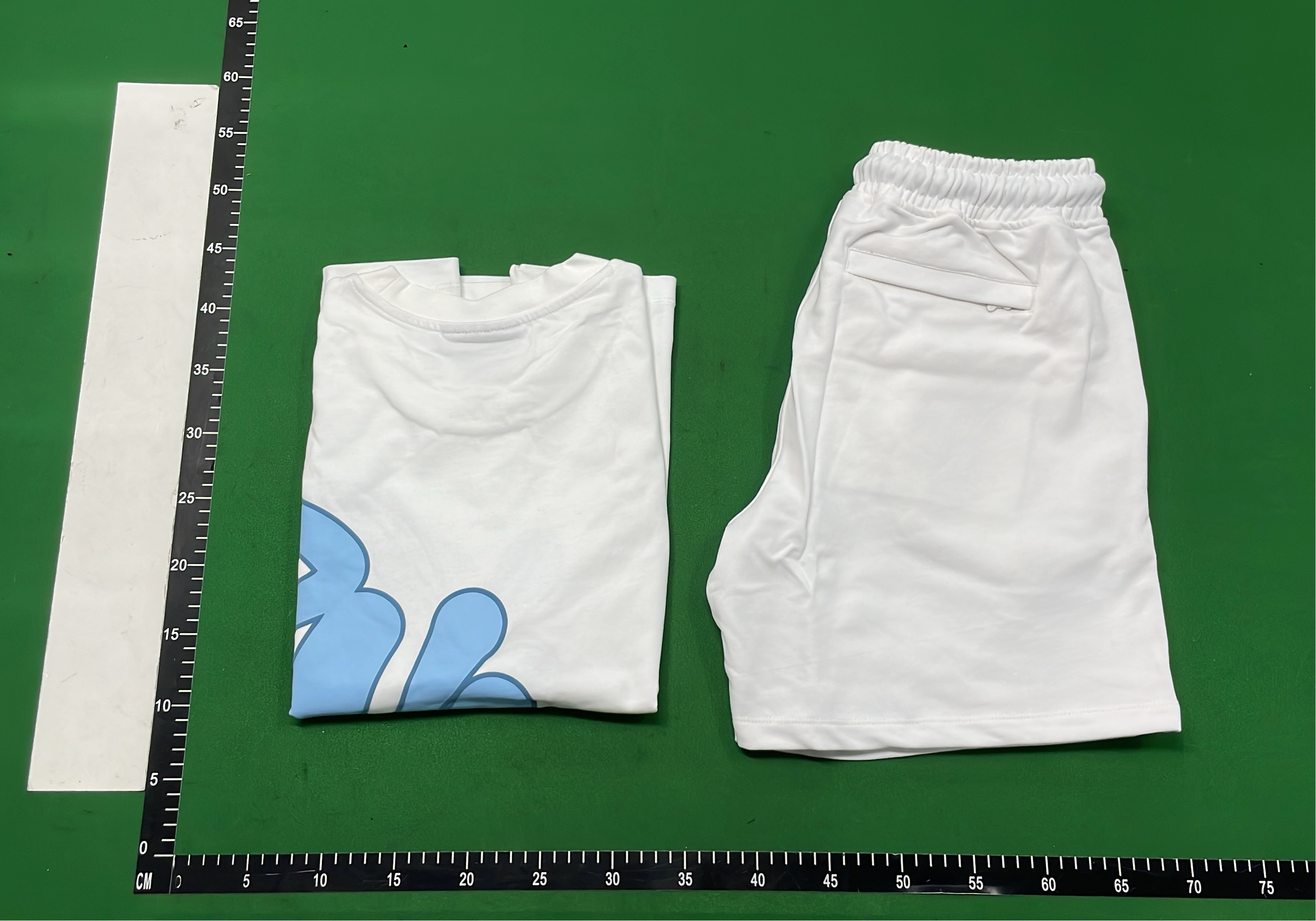 LAV White Blue Abstract Print T-Shirt & Shorts Set