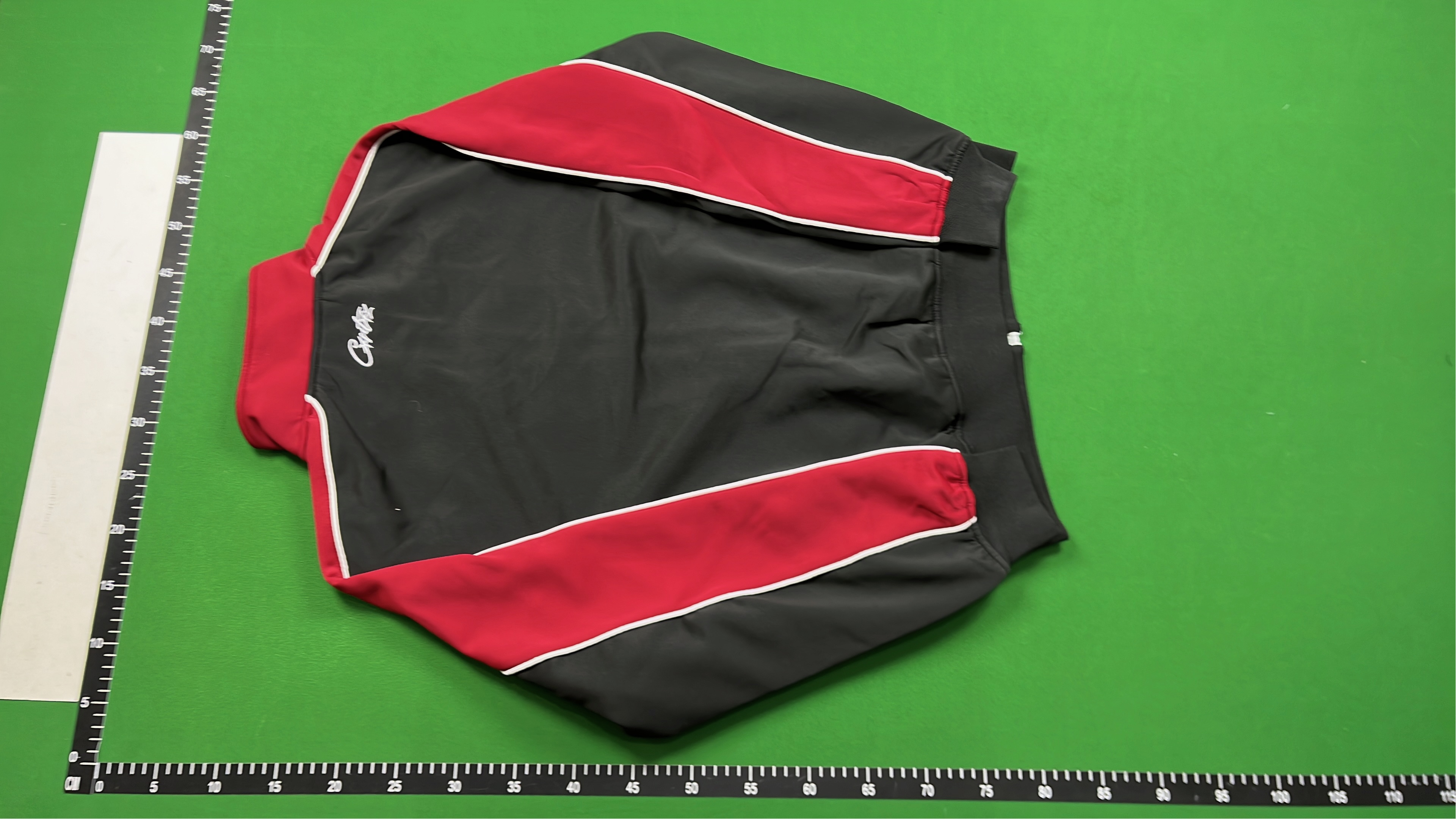 Red and Black Track Jacket with White Stripes