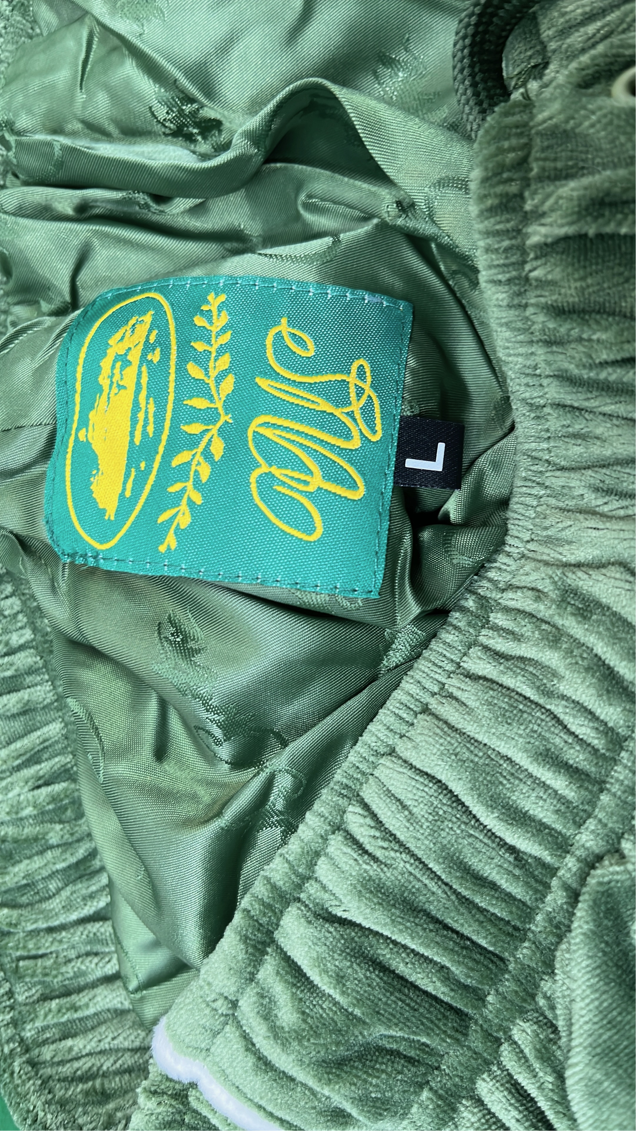 Olive Green Velour Track Pants with Side Stripes