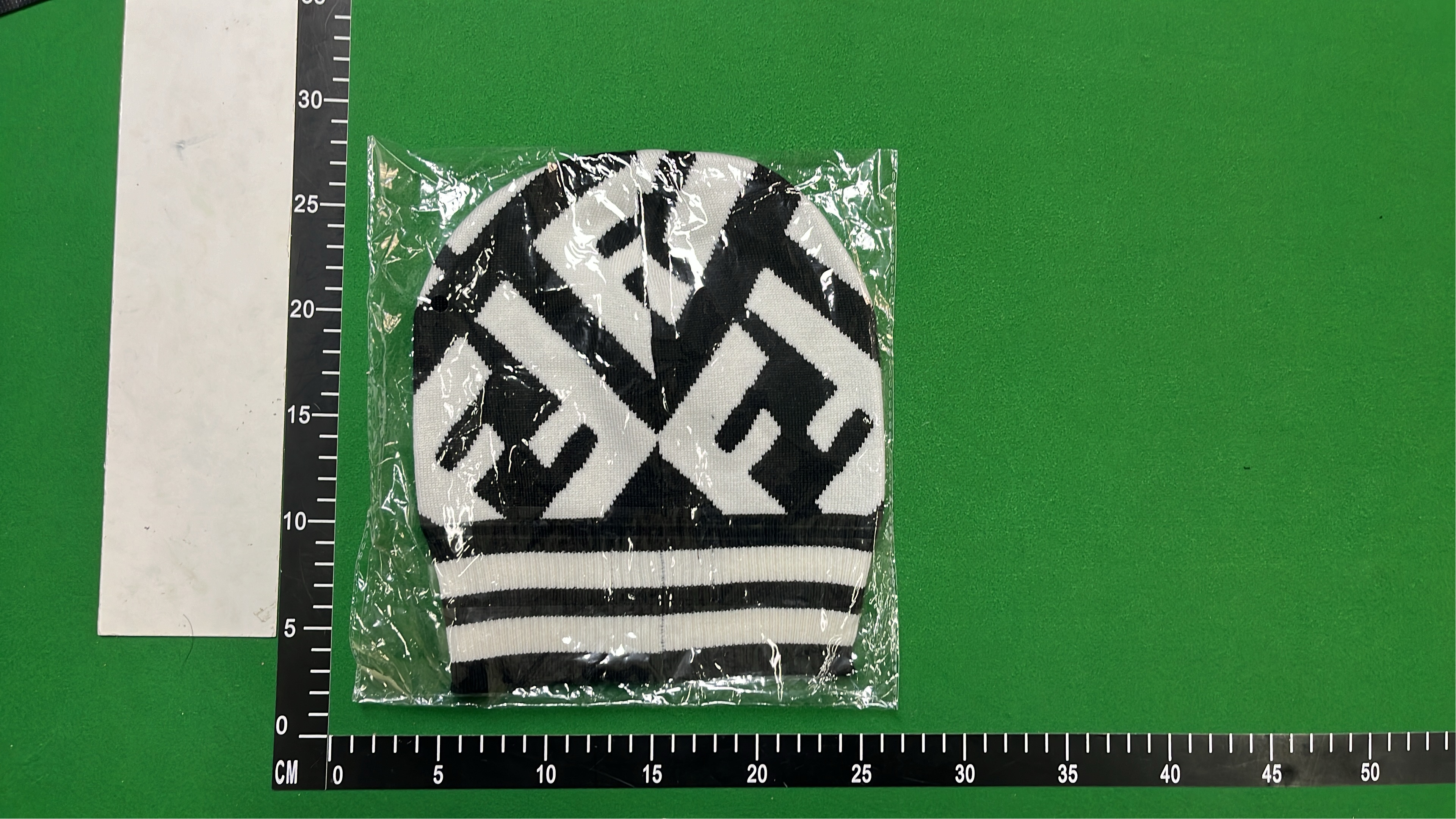 FENDI Brown and Black Knit Beanie Hat with Logo Pattern