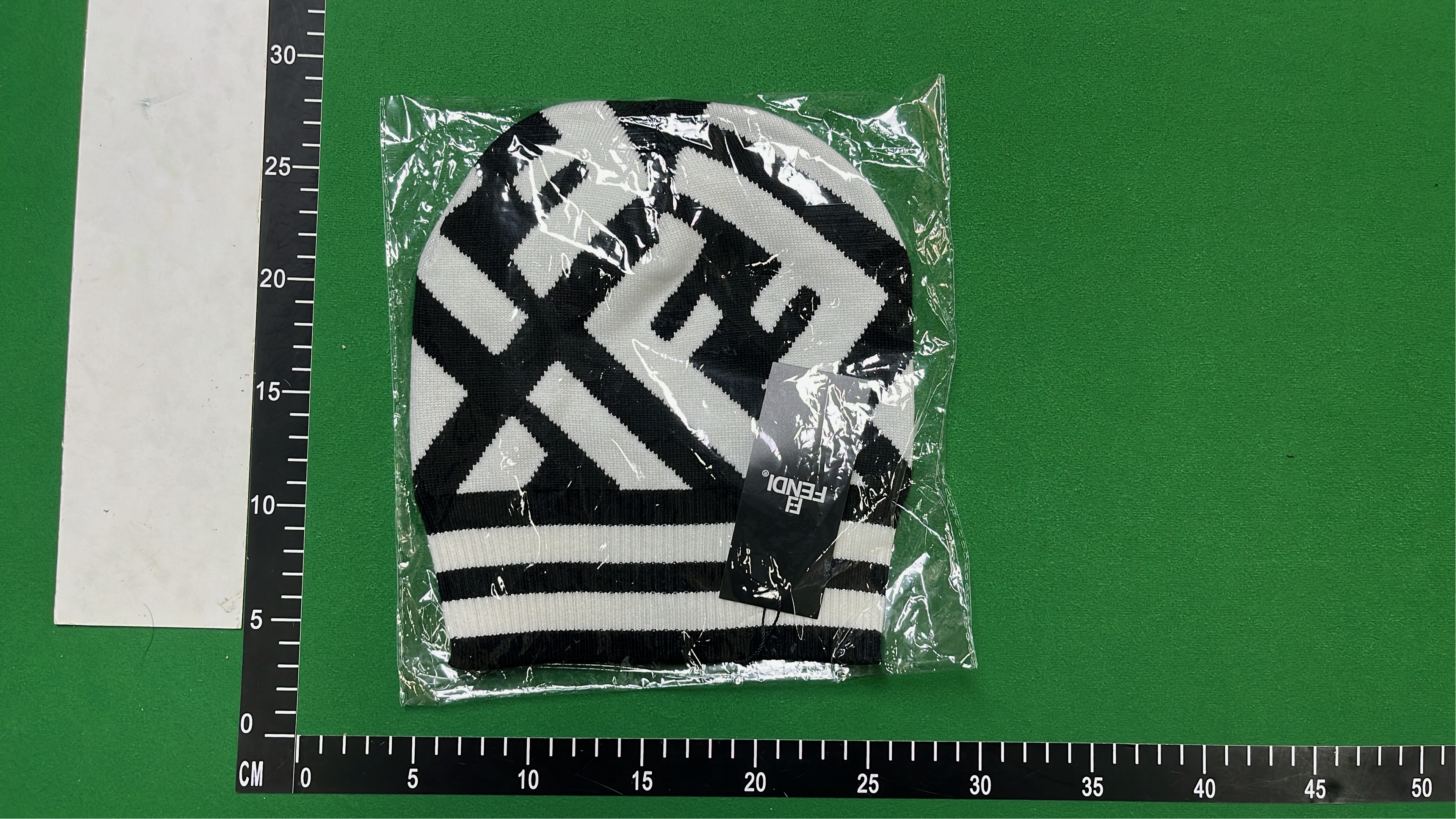 FENDI Brown and Black Knit Beanie Hat with Logo Pattern