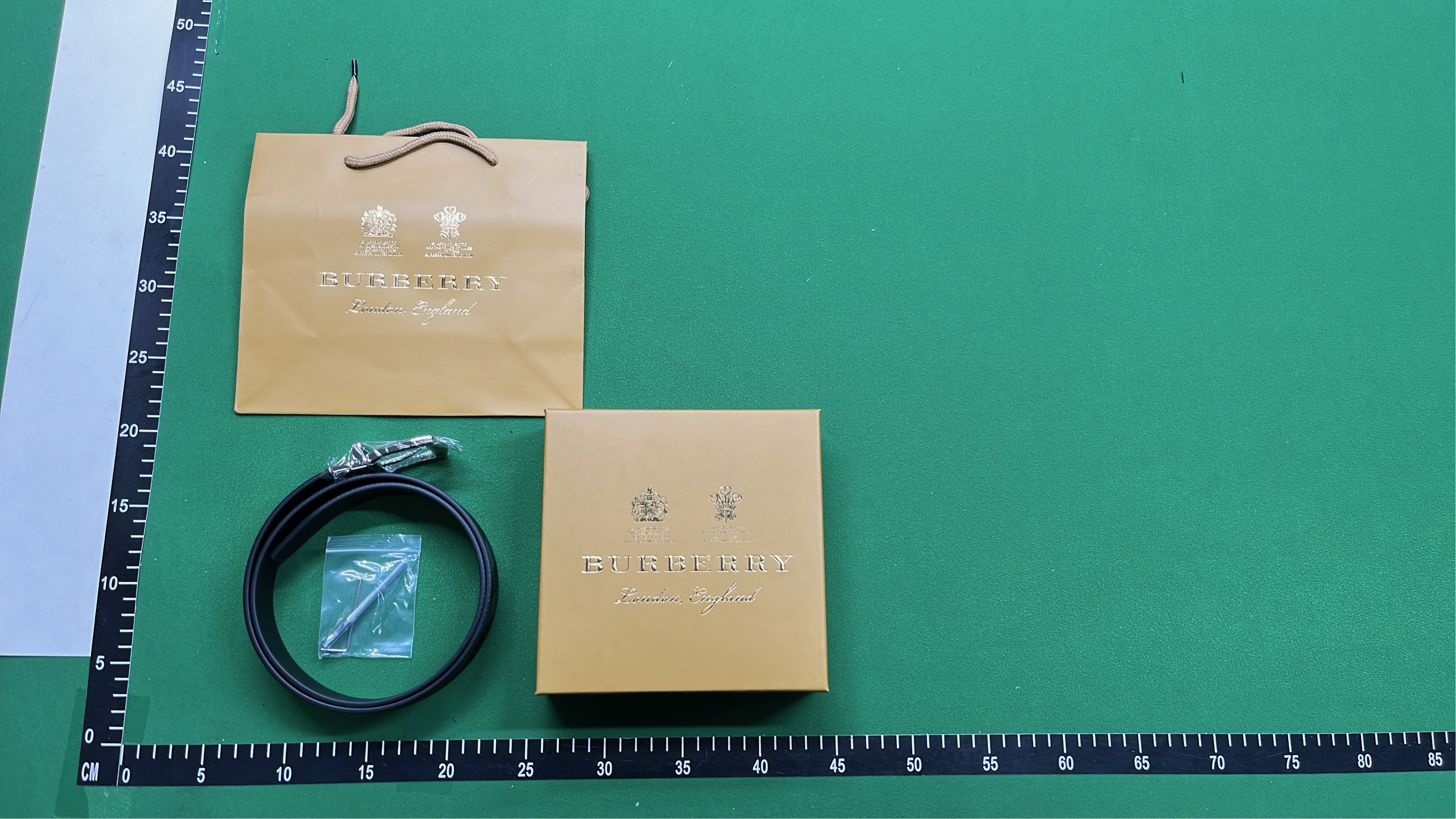 Burberry Black Check Pattern Leather Belt with Silver Buckle