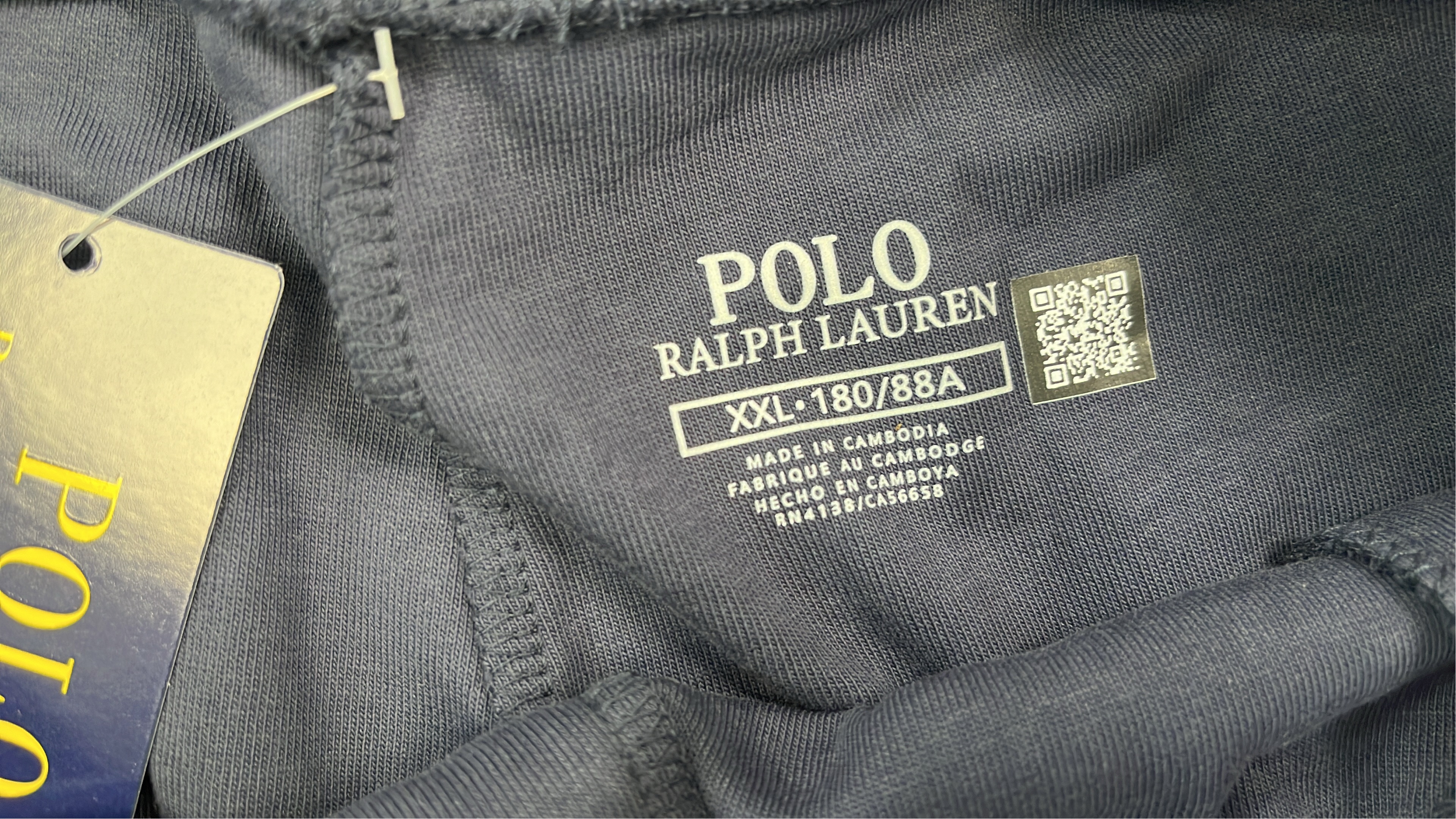 Men's Navy Blue Cotton Shorts with Red Pony Logo