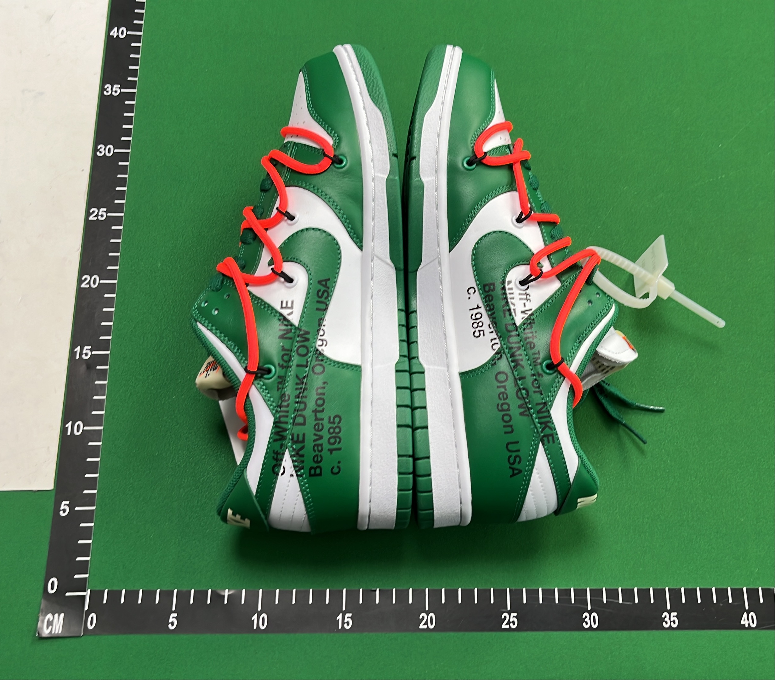 Off-White x Nike Dunk Low 'Top Tie' Green White Sneakers