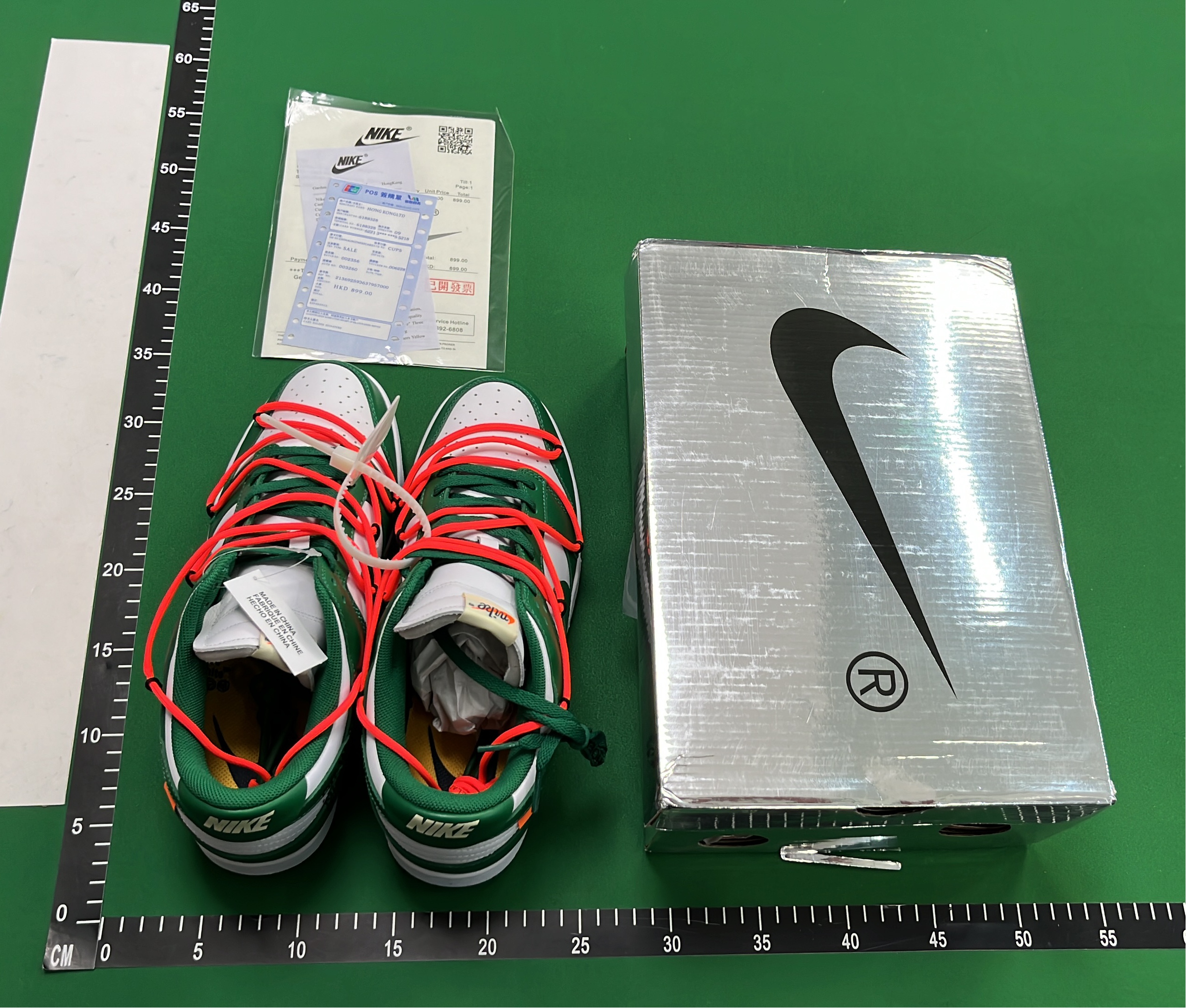 Off-White x Nike Dunk Low 'Top Tie' Green White Sneakers