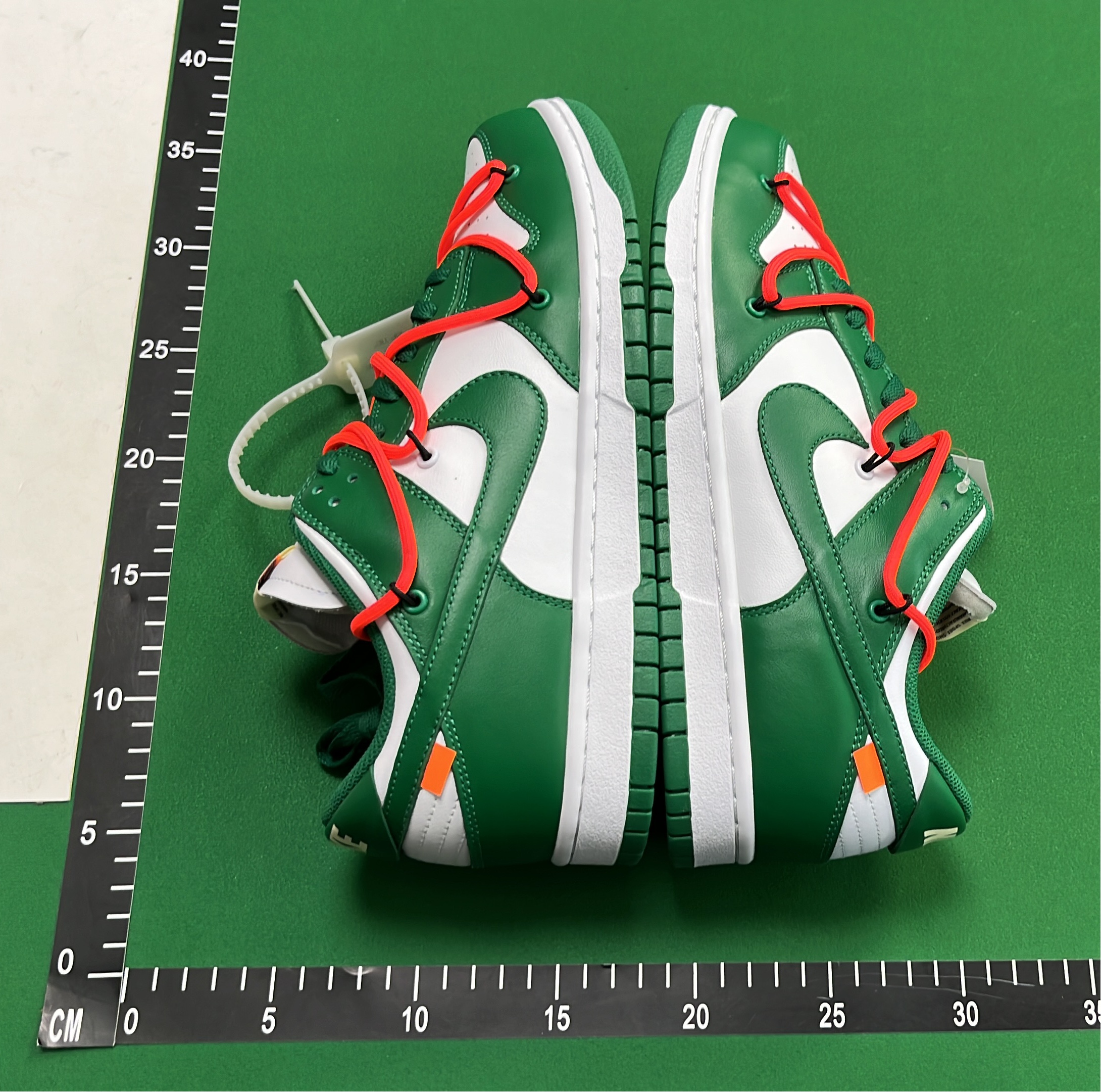 Off-White x Nike Dunk Low 'Top Tie' Green White Sneakers