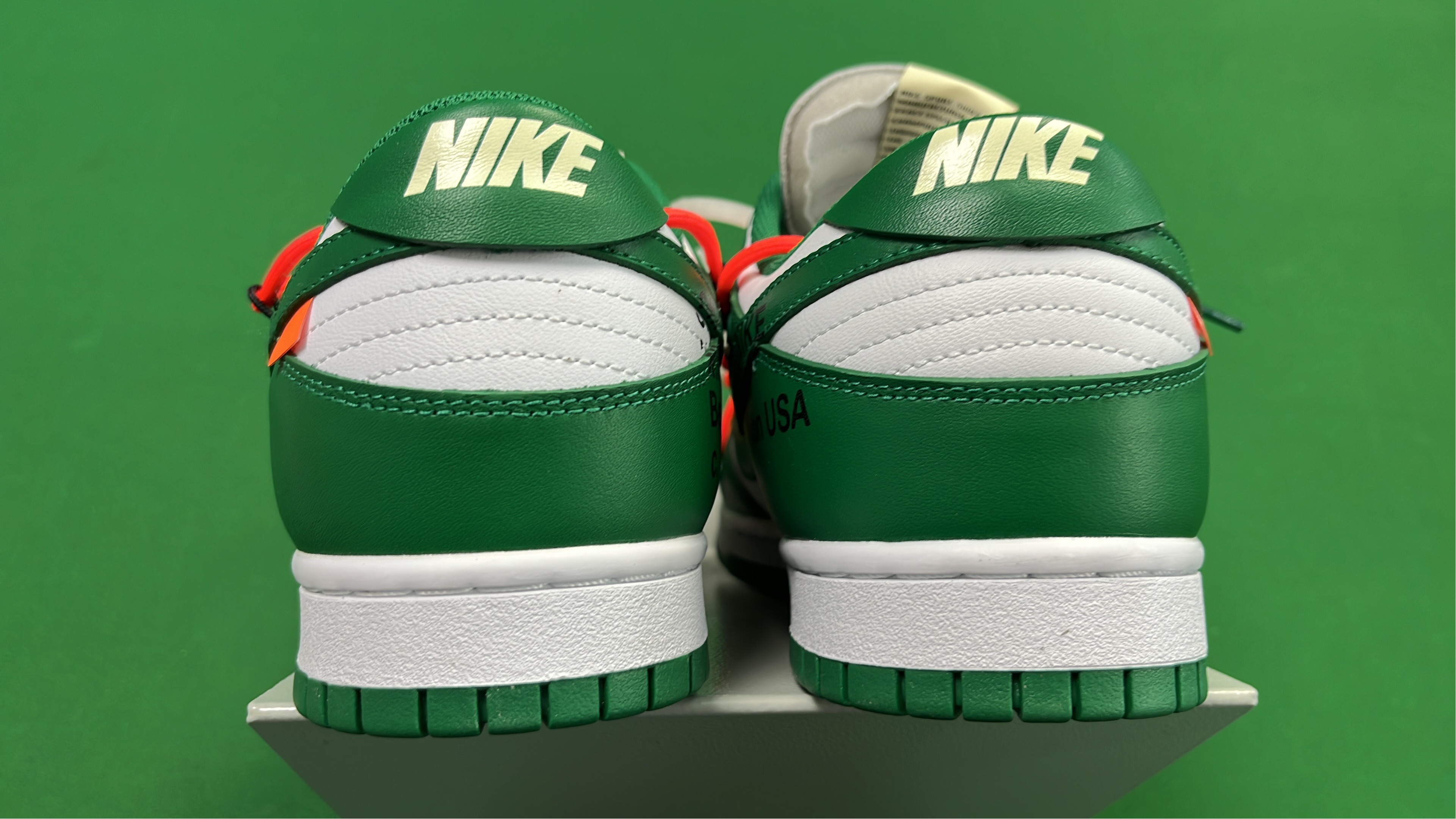 Off-White x Nike Dunk Low 'Top Tie' Green White Sneakers