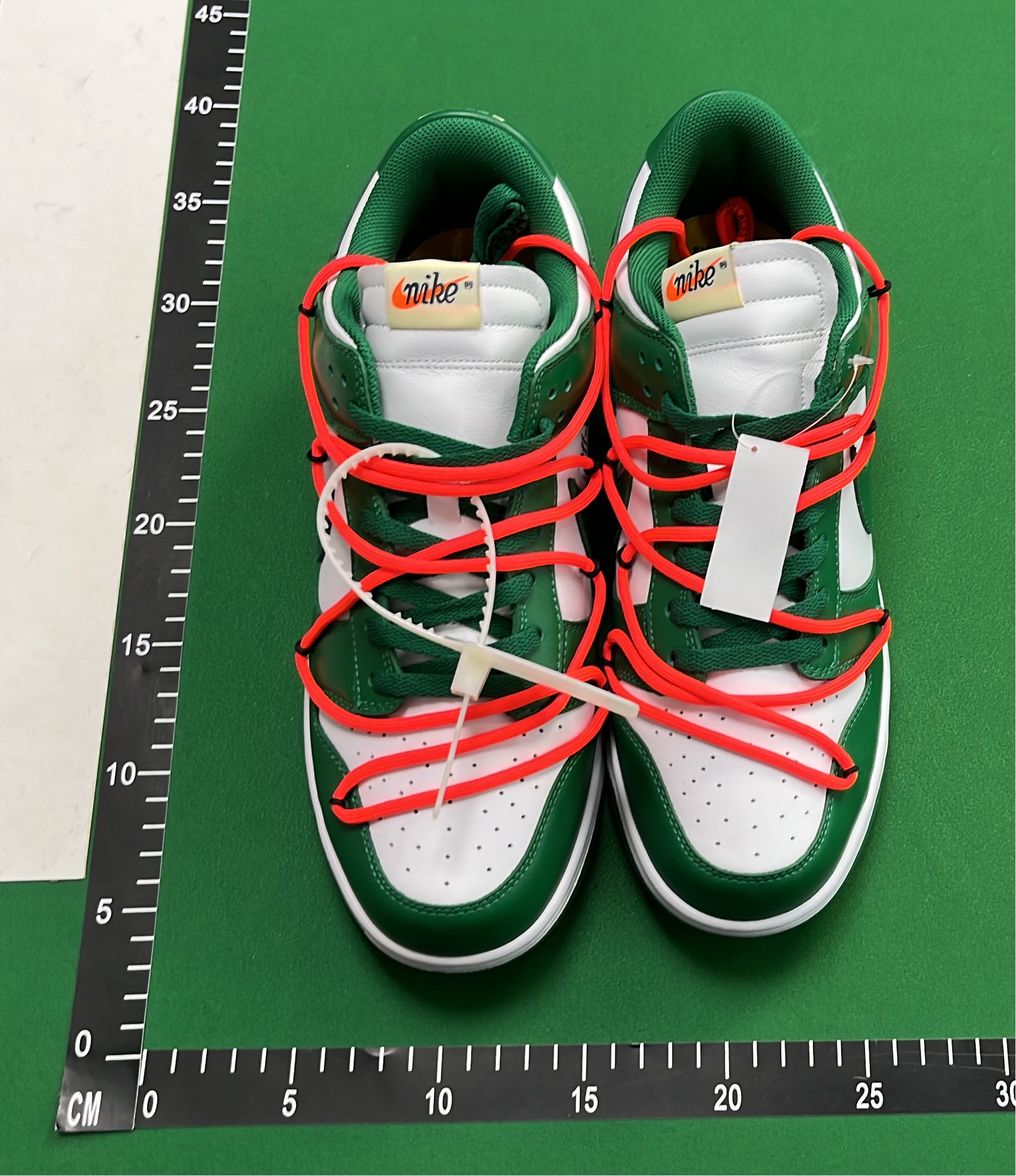 Off-White x Nike Dunk Low 'Top Tie' Green White Sneakers