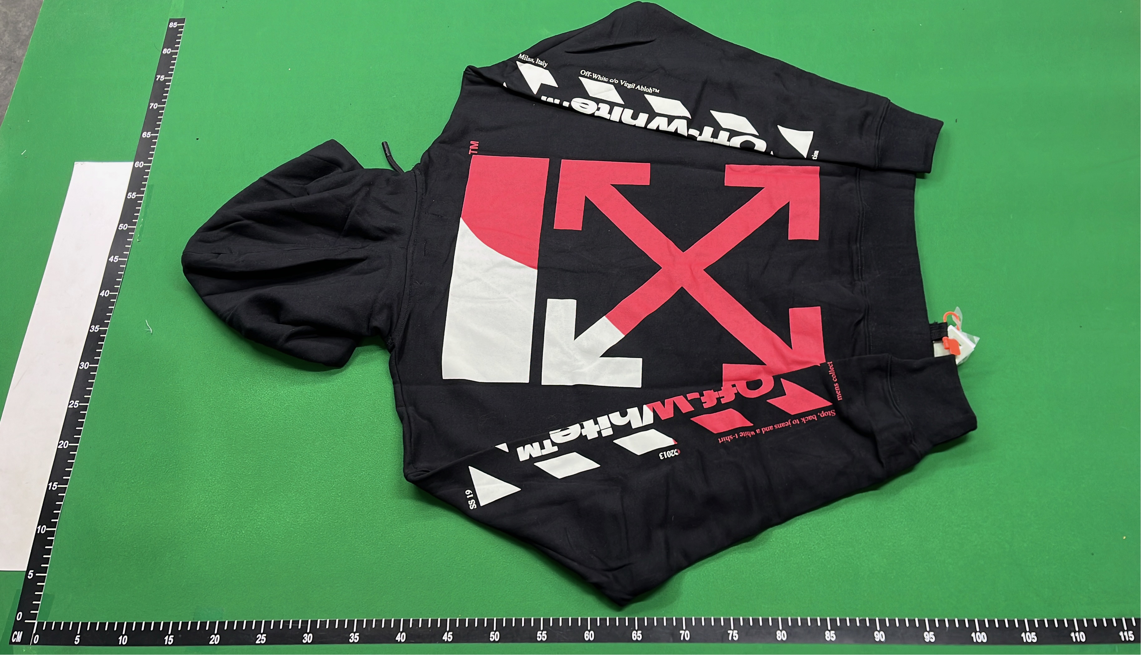 Black Hoodie with Red and White Logo Design
