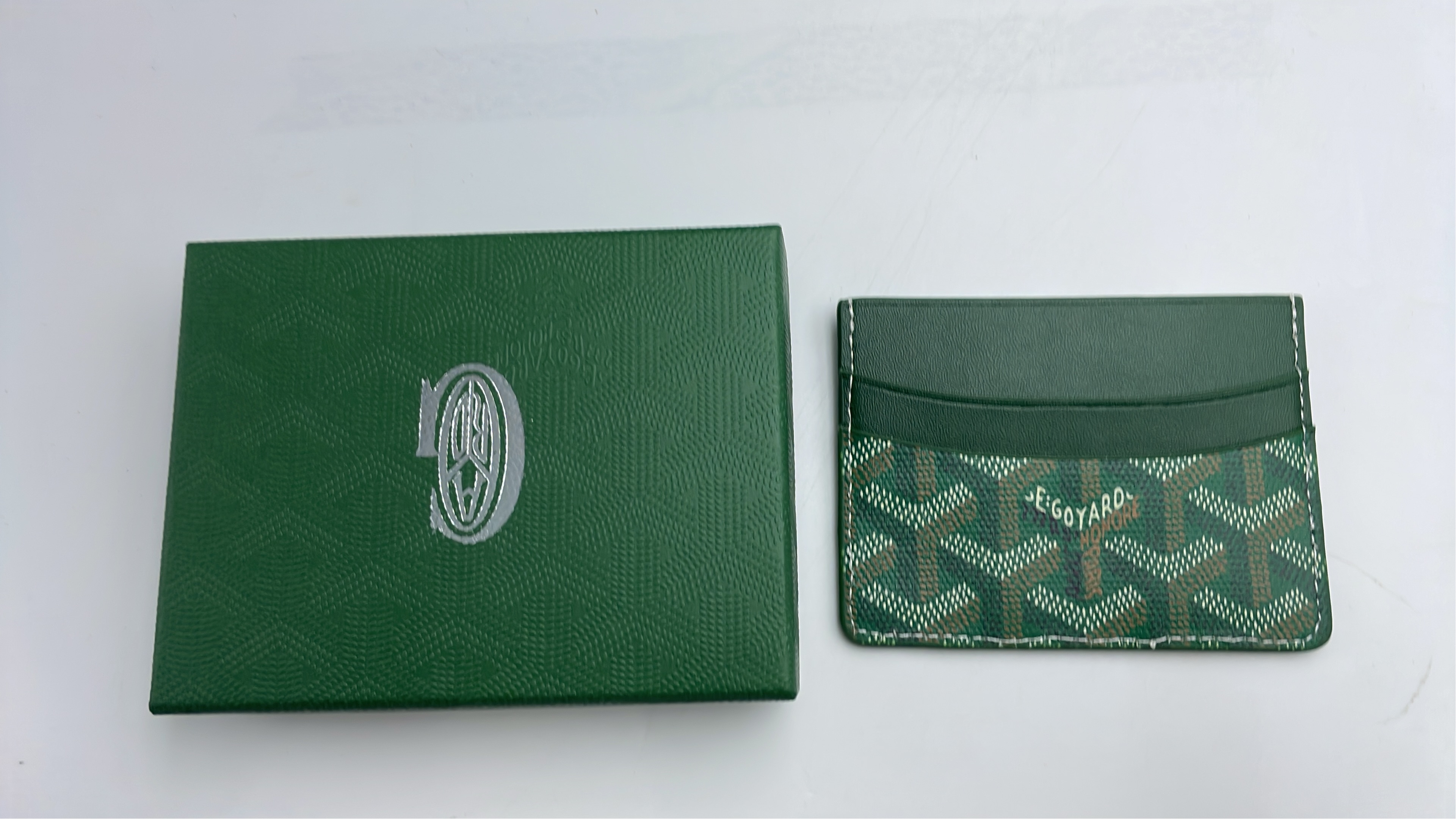MCM Orange Leather Card Holder with Monogram Pattern