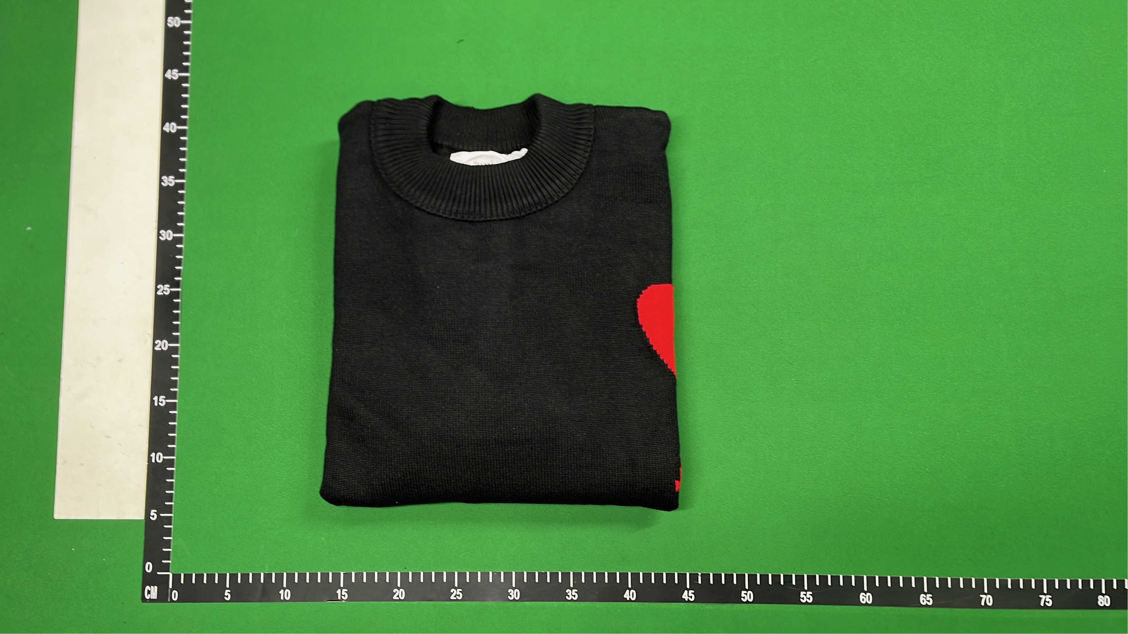 Black Sweater with Red Heart and Letter A Design