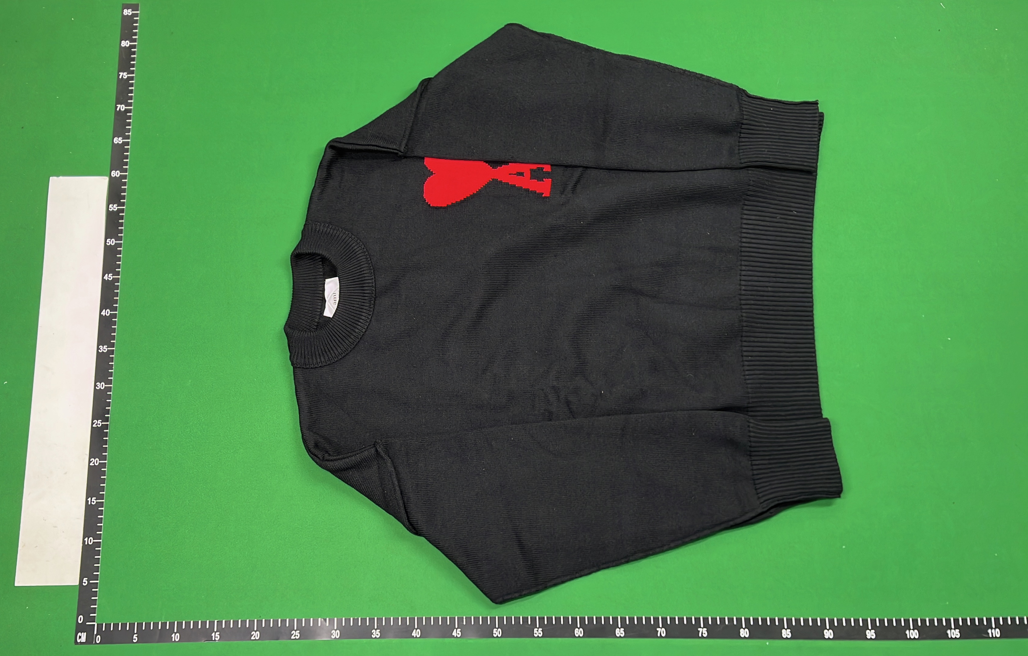 Black Sweater with Red Heart and Letter A Design