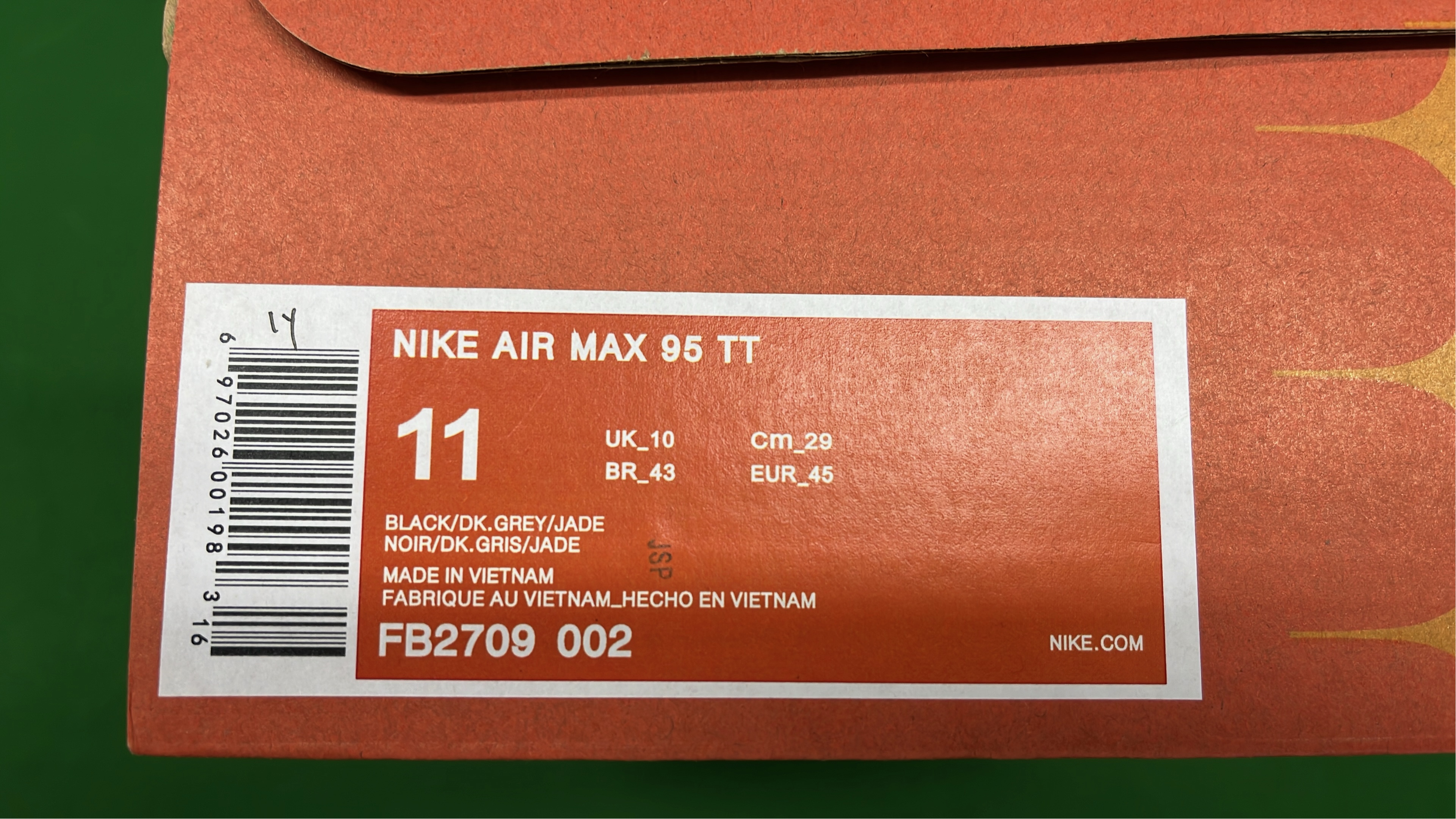 Nike Air Max 95 TT WQAW0302ZXB Green Yellow Sneakers