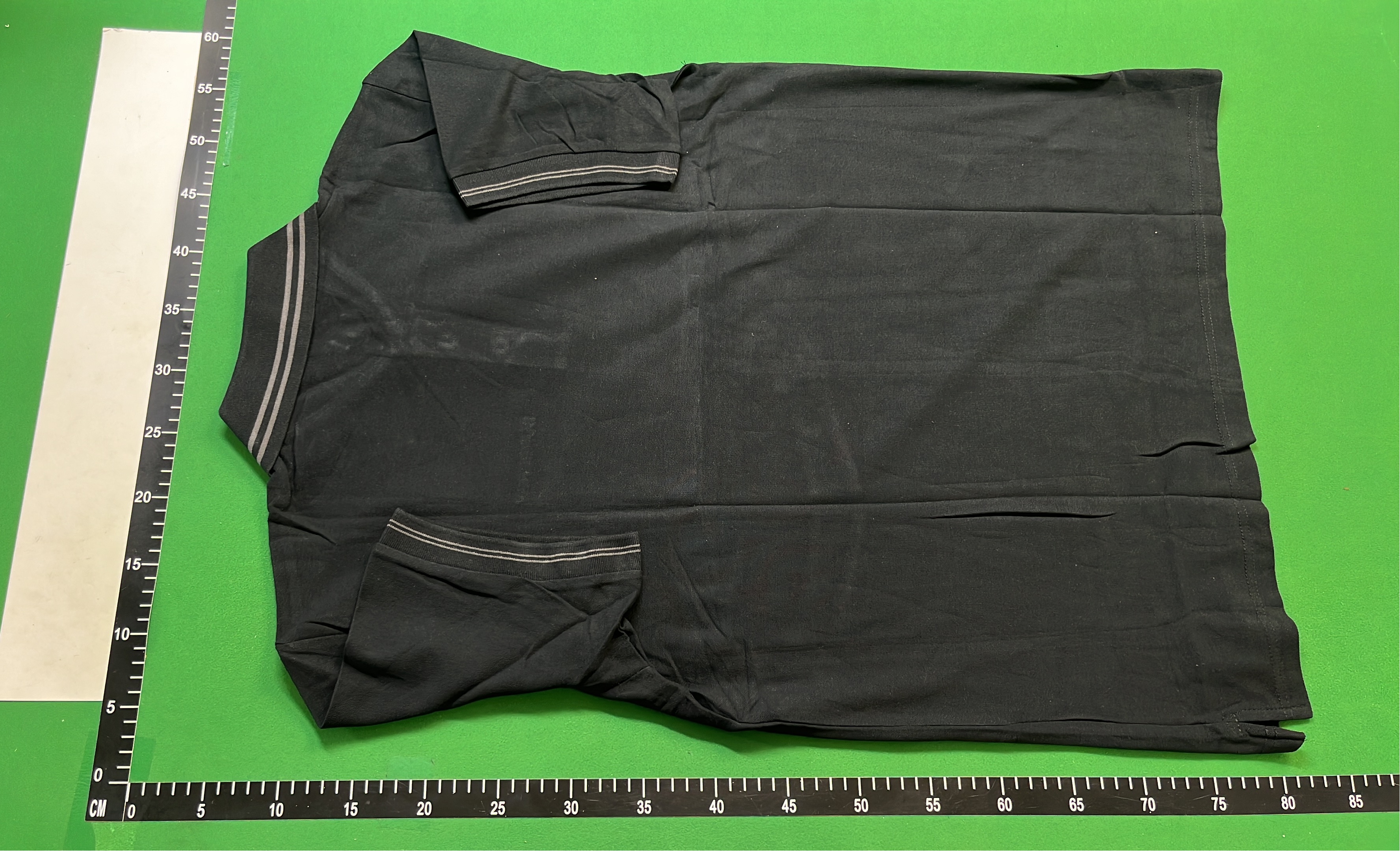 Burberry Black Polo Shirt with Striped Collar and Cuff