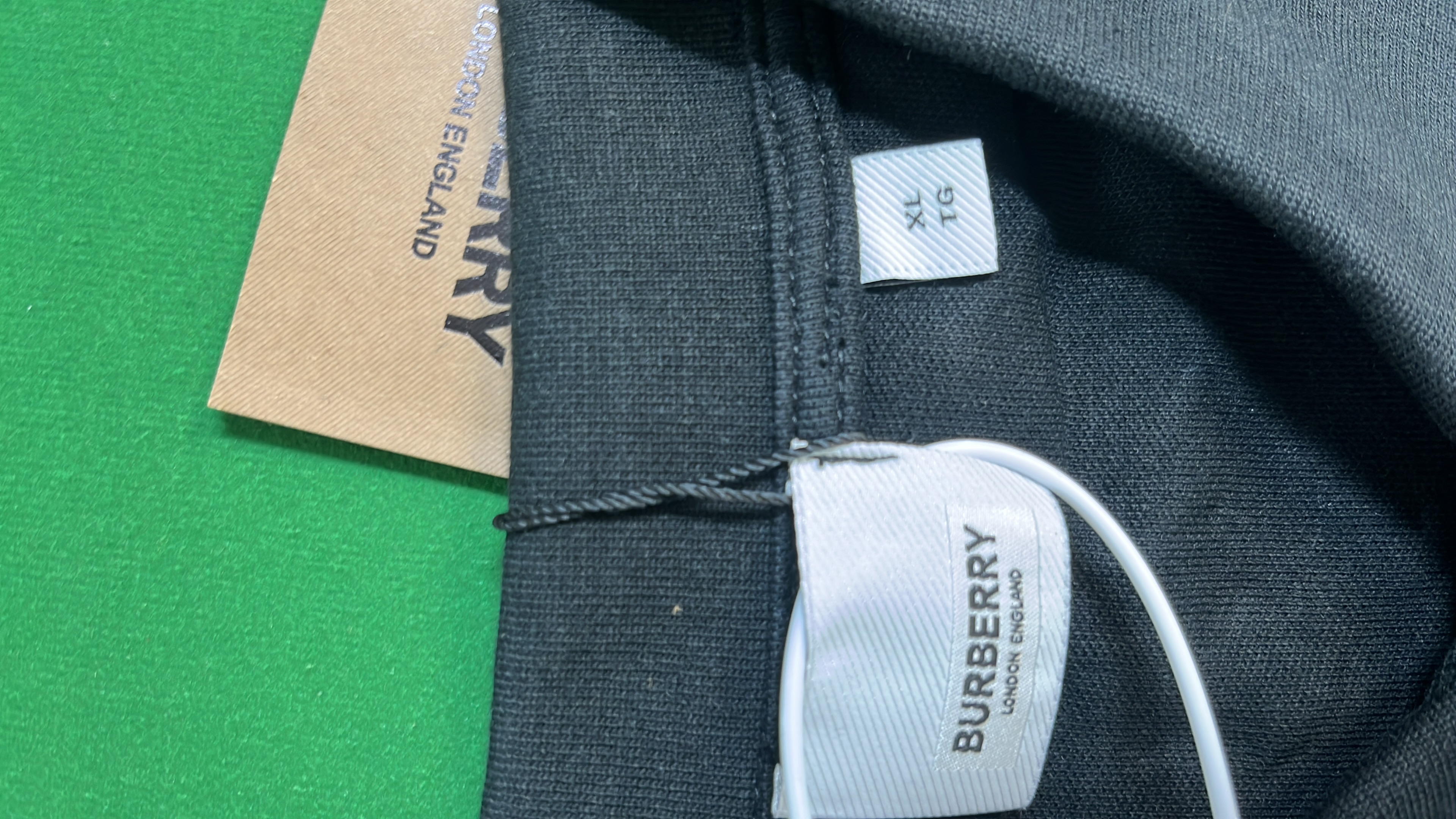 Burberry Black Polo Shirt with Striped Collar and Cuff