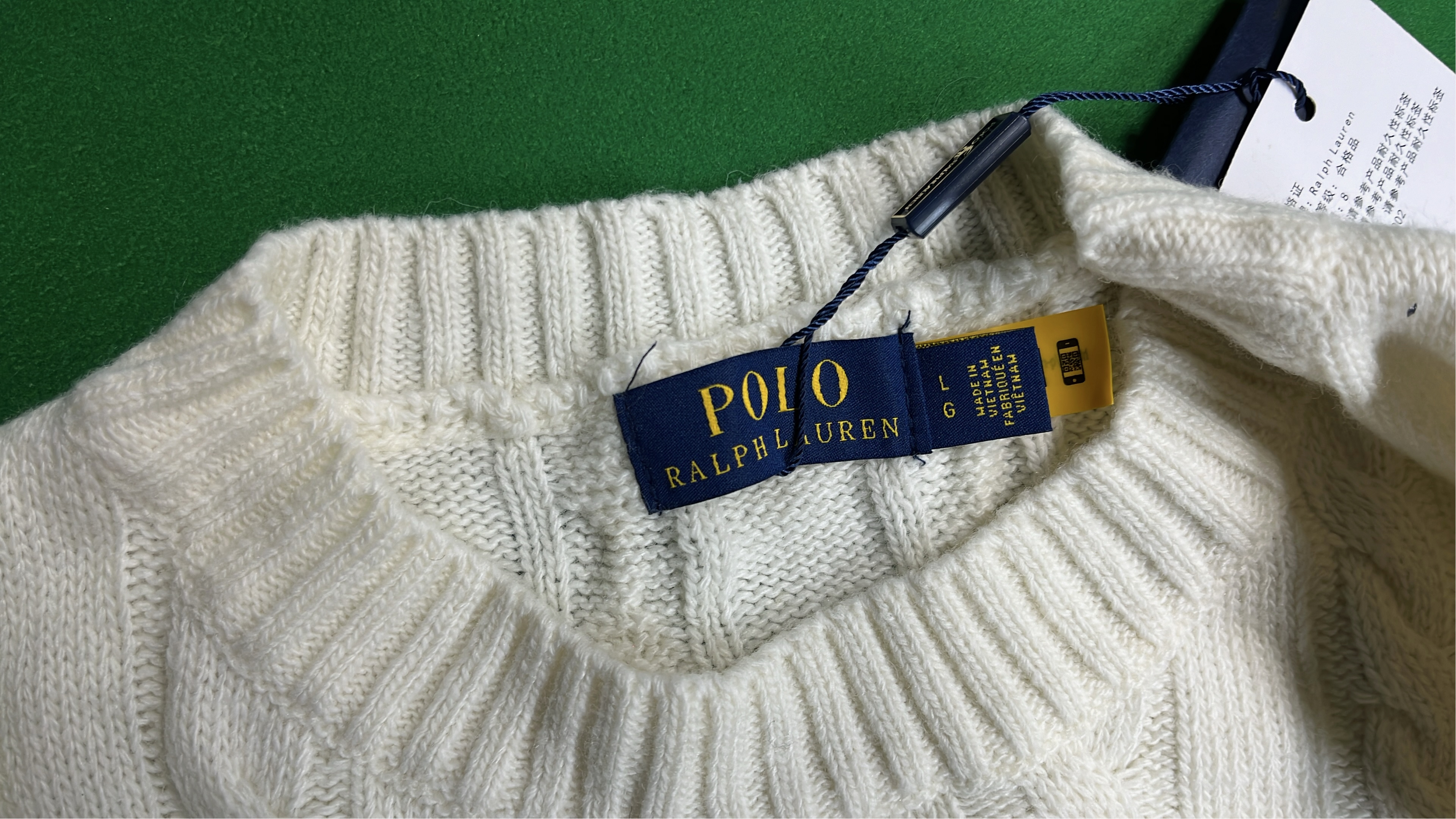 Men's Gray Cable Knit Sweater with Pony Logo