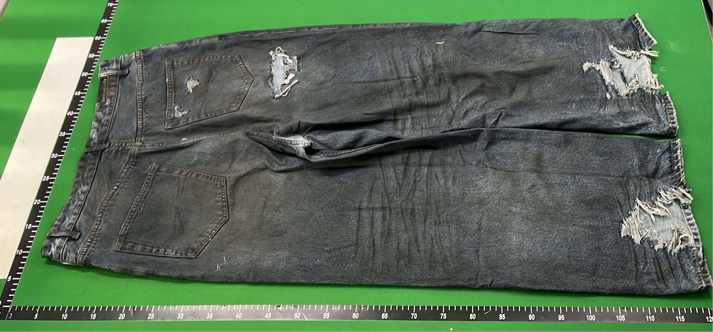 Distressed Wide Leg Denim Pants with Ripped Design