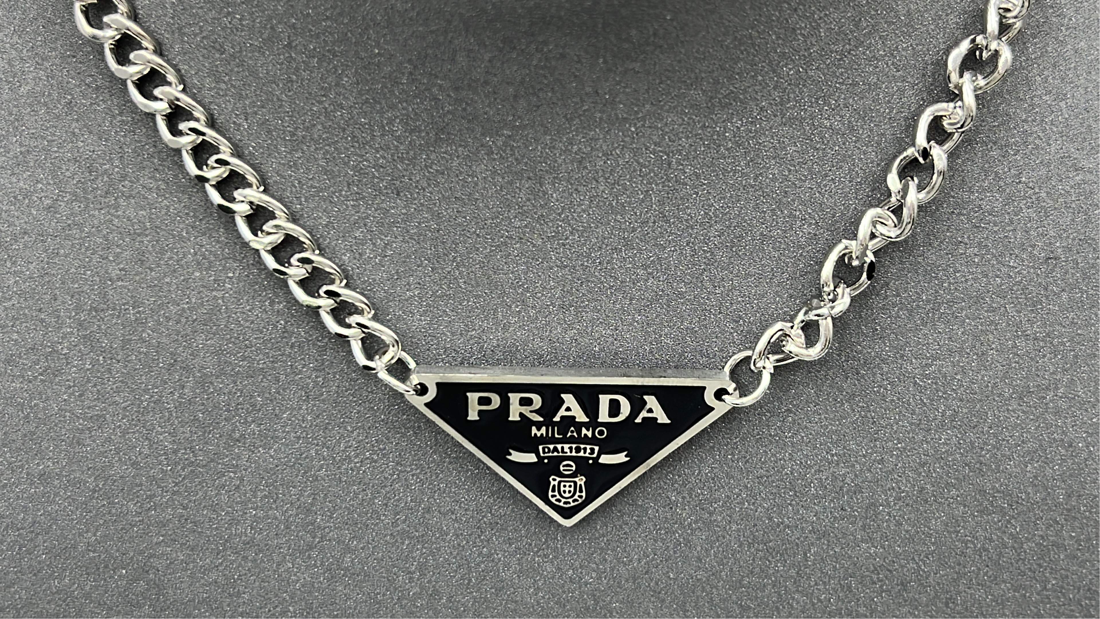 Prada Milano Triangle Logo Chain Accessories