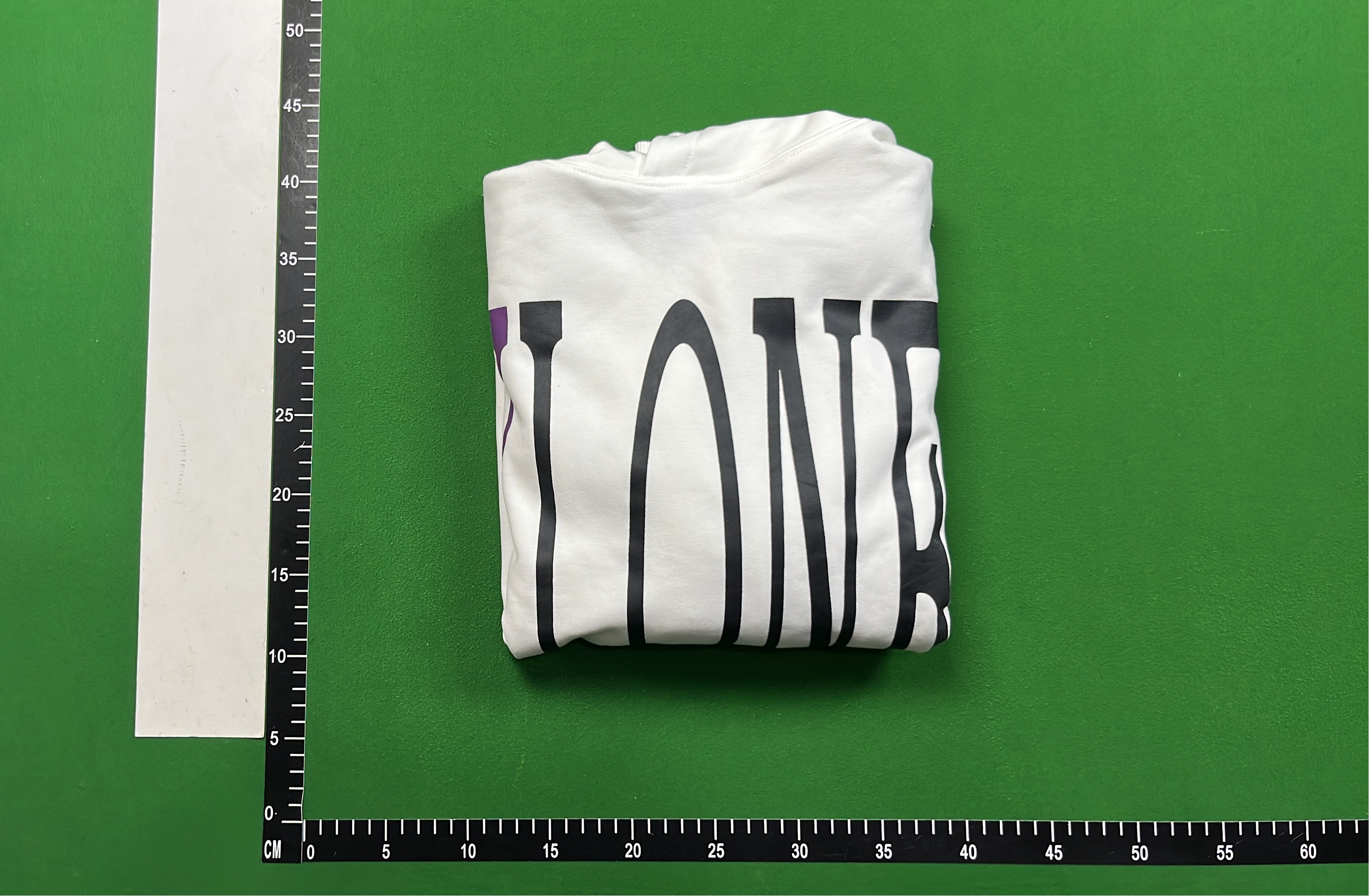 Vlone Hoodie Cream Color with Blue V Logo and LONE Print