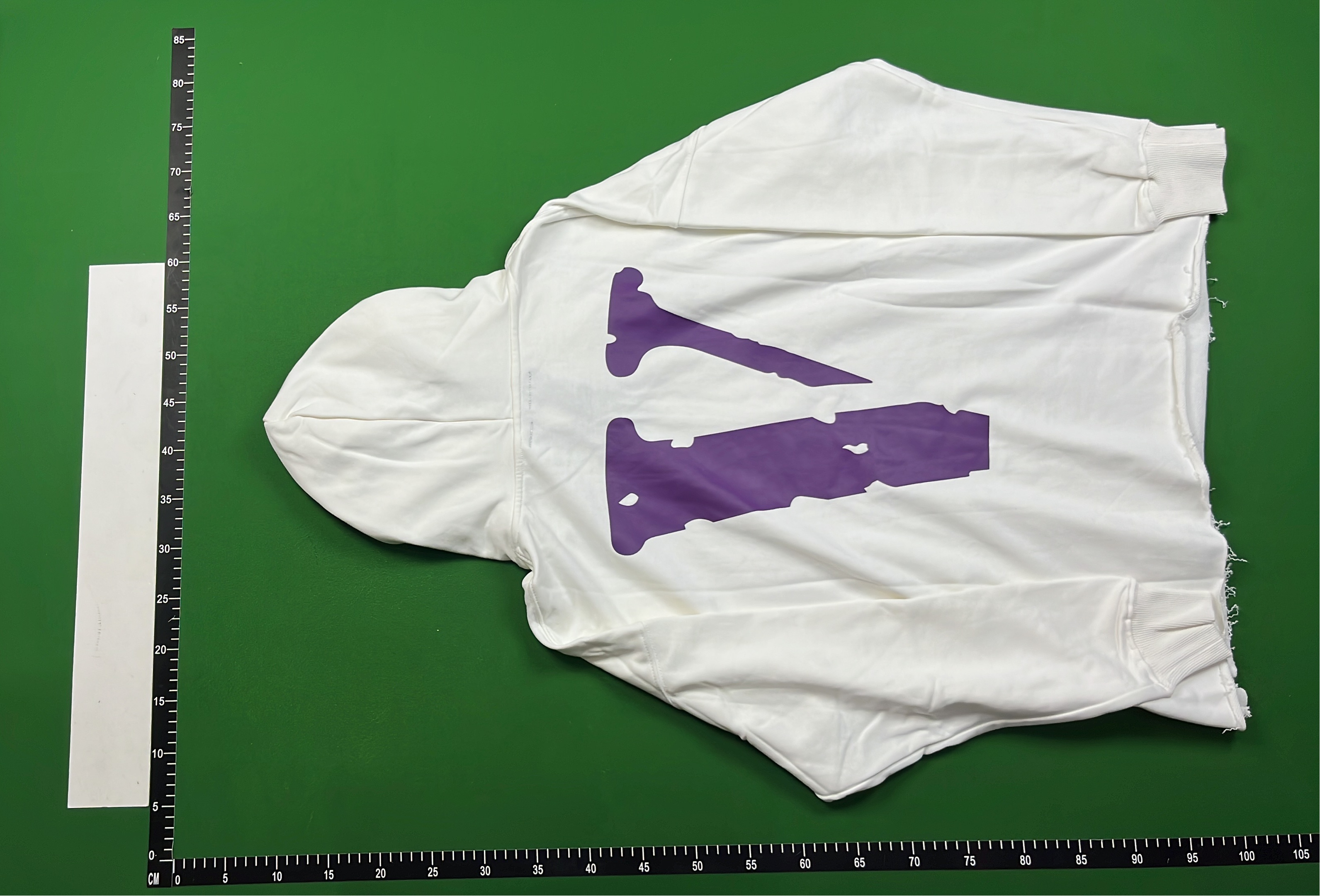 Vlone Hoodie Cream Color with Blue V Logo and LONE Print