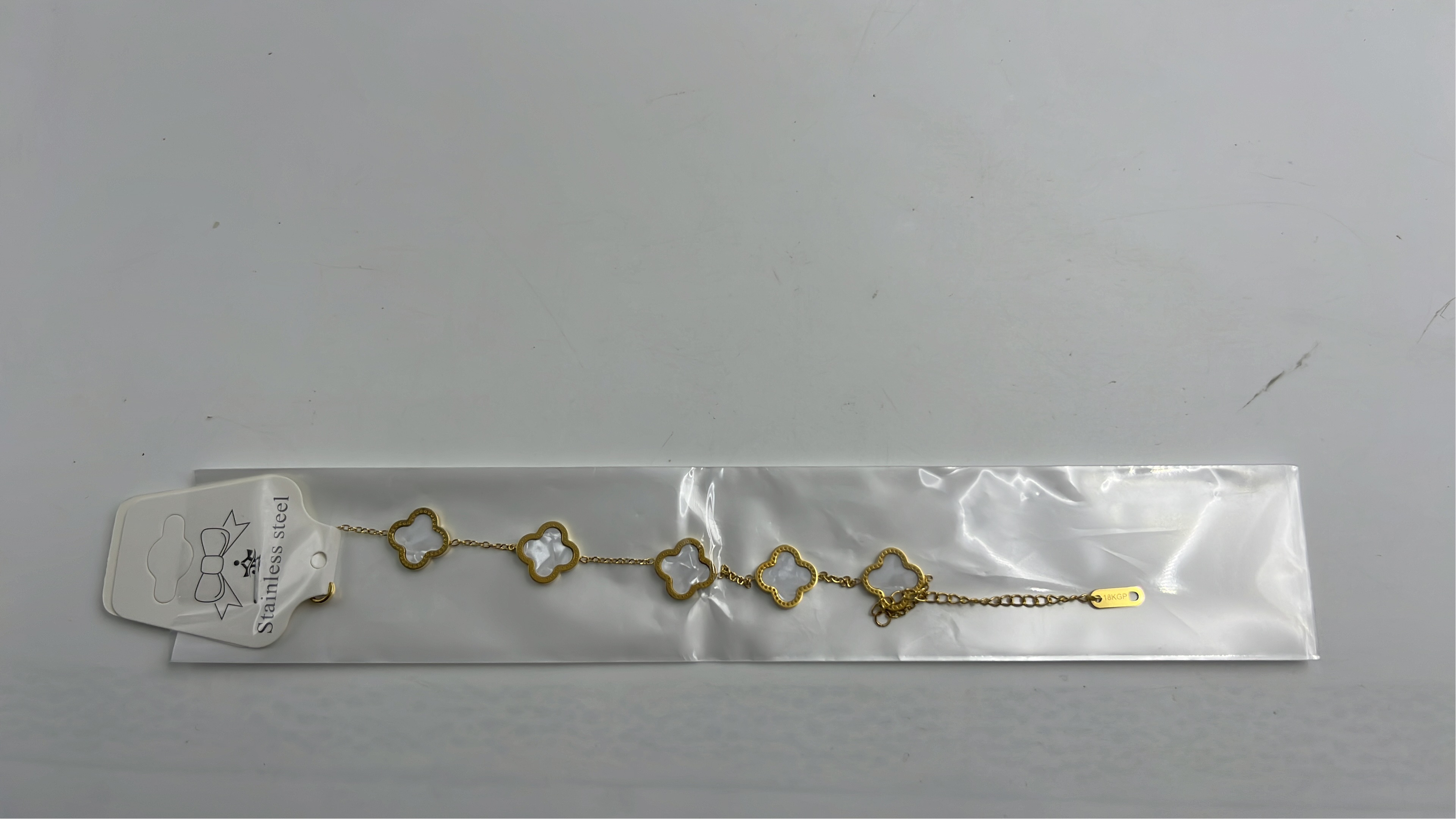 Pink Clover Jewelry Set Necklace Earrings Bracelet Gold Plated
